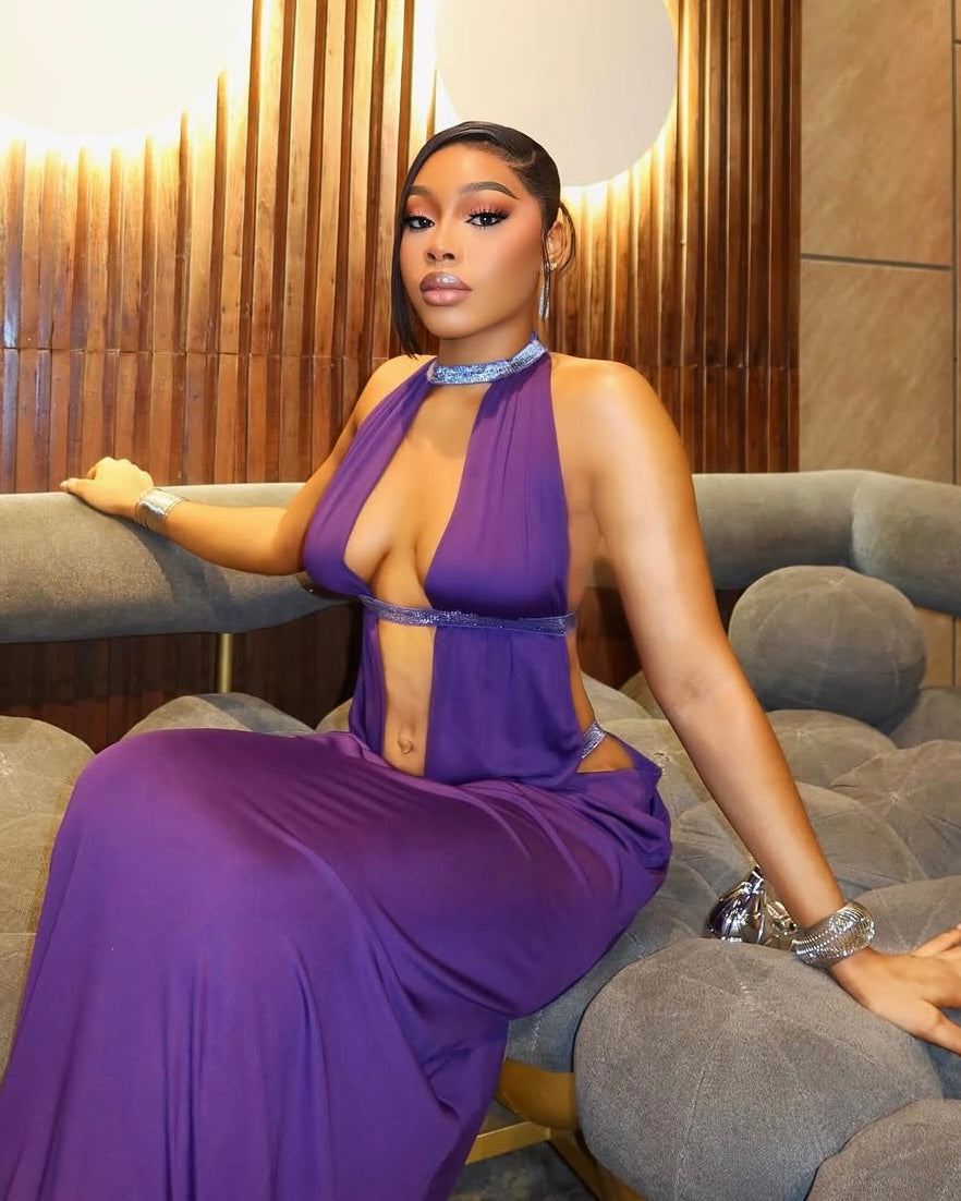 Amara Purple Cut-Out Maxi Dress