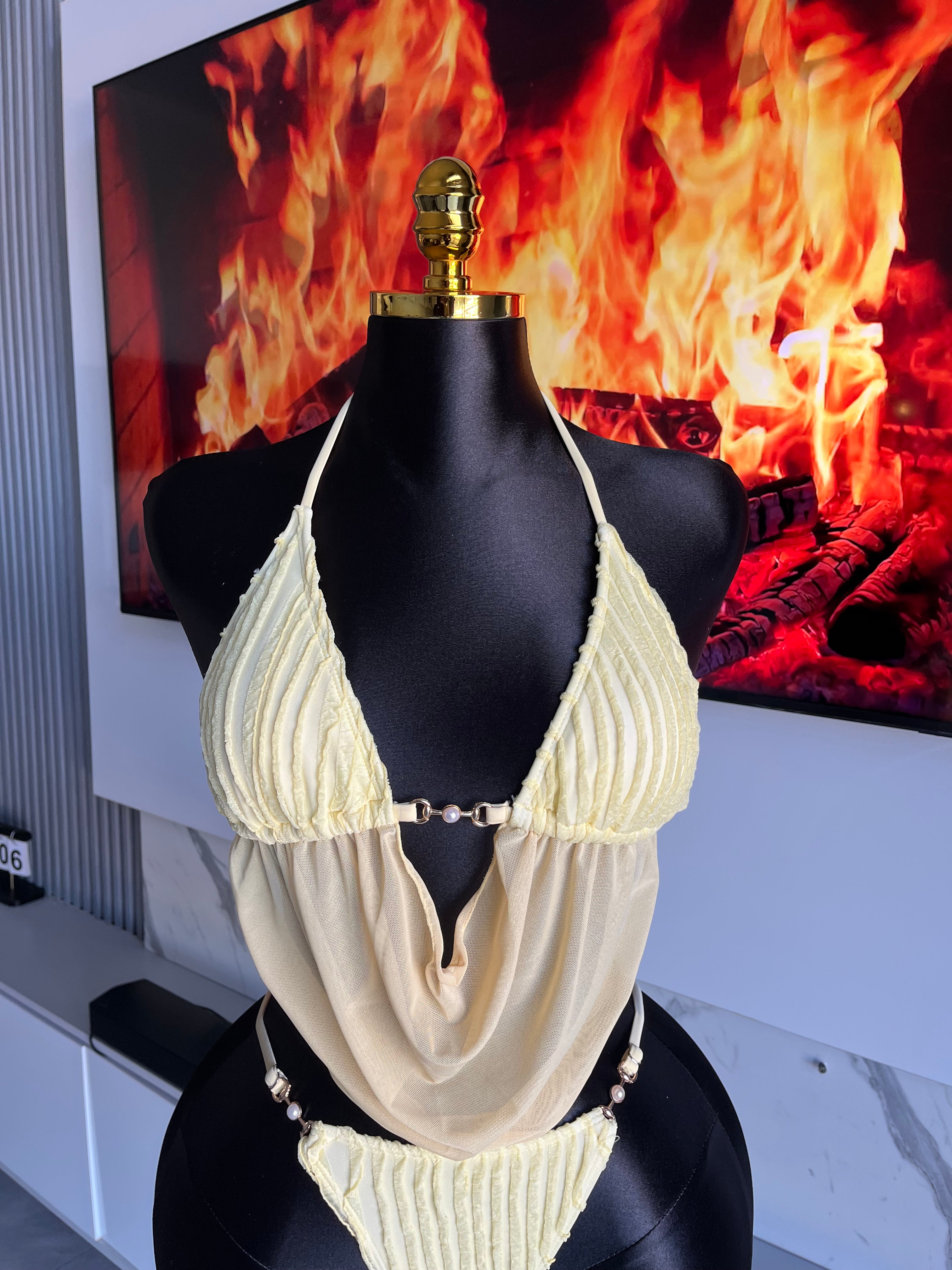 Thalia Yellow Draped Bikini Set