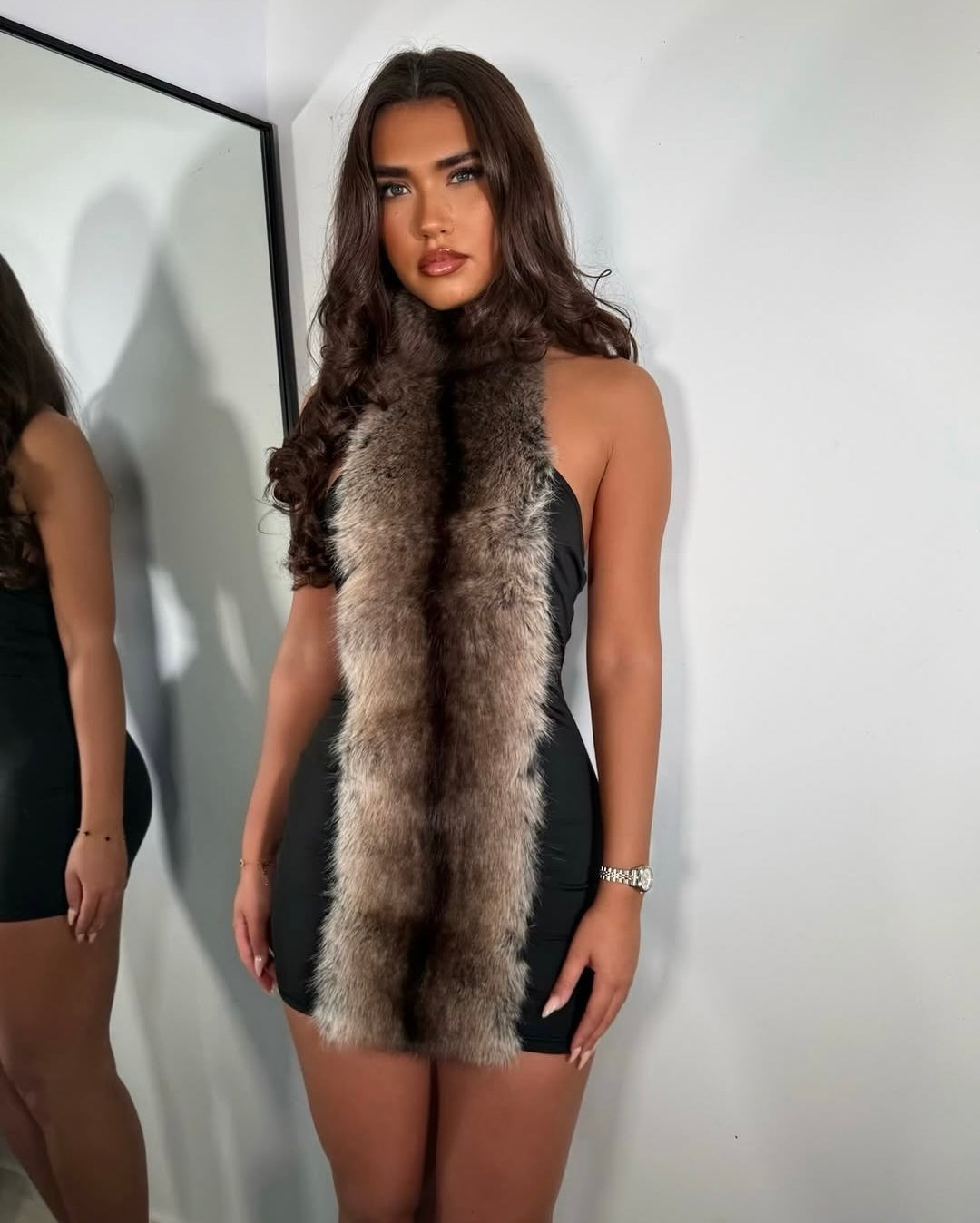 Le Pew Faux Fur Mini Dress