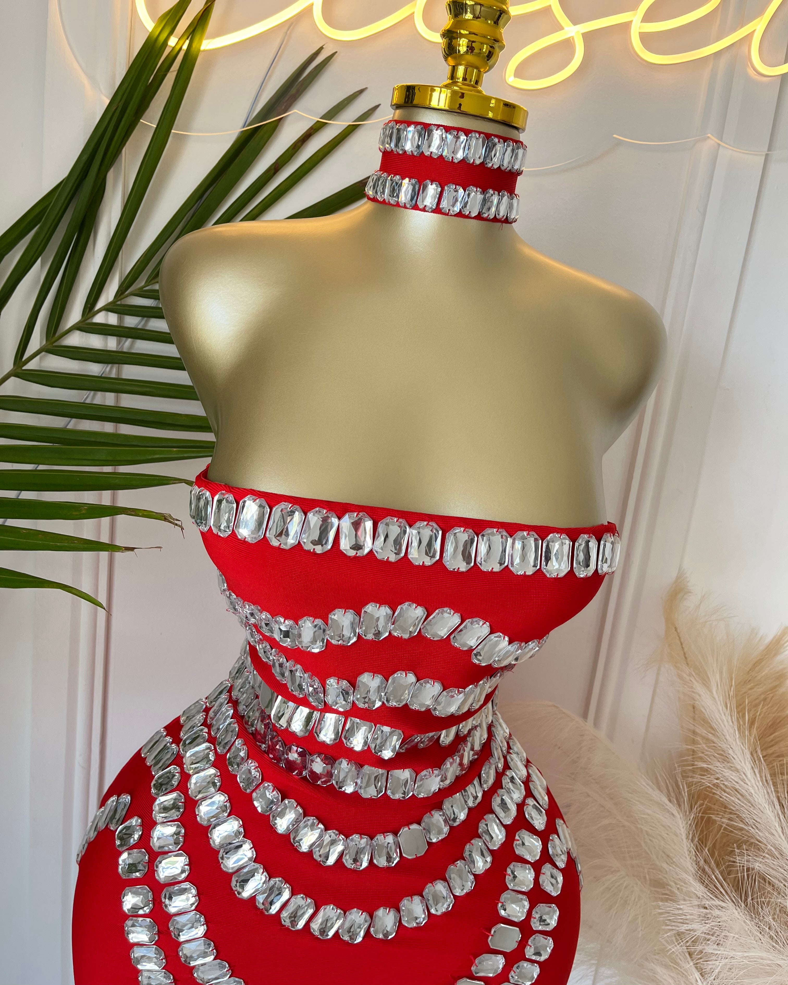 Zarielle Crystal Bodycon Mini Dress