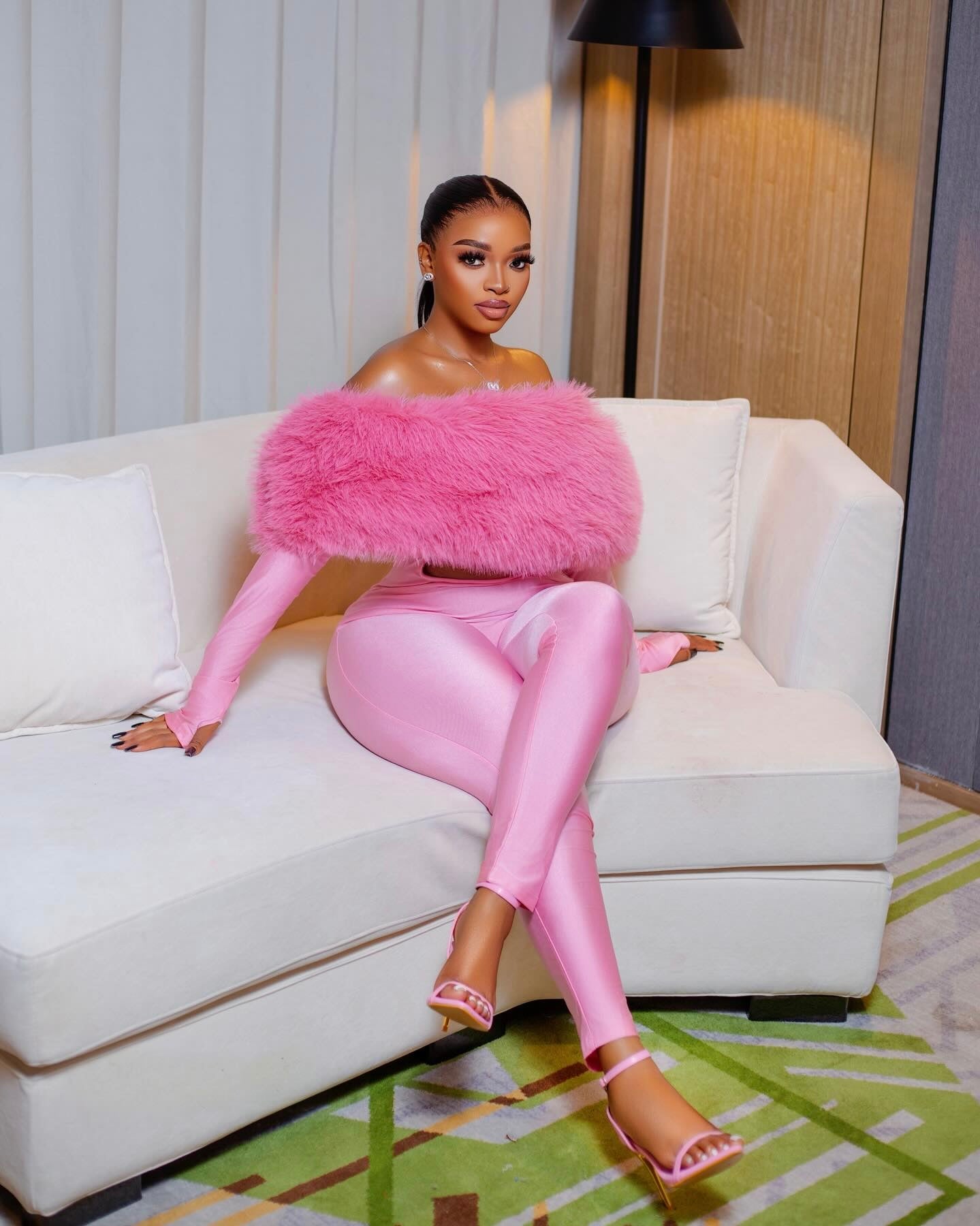 Really Pink Feather Trim Jumpsuit