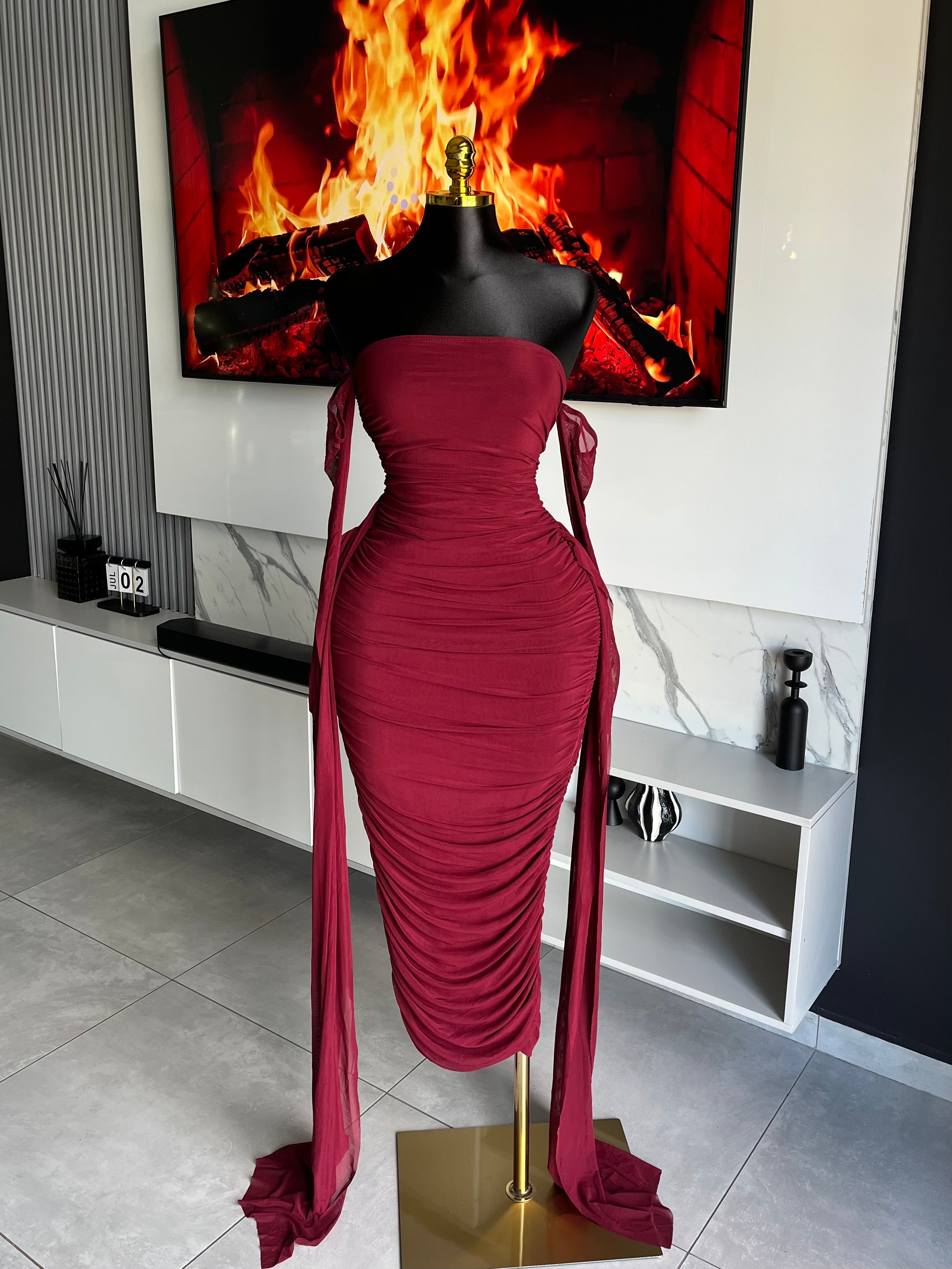 Rhia Off-Shoulder Ruched Maxi Dress