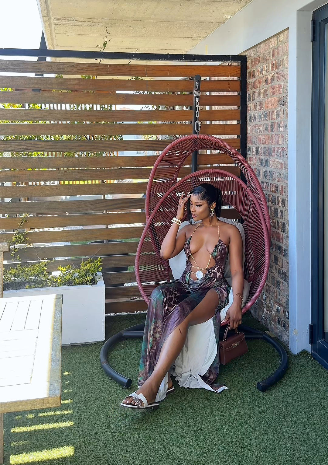 Safiya Chain Halter Slit Maxi Dress