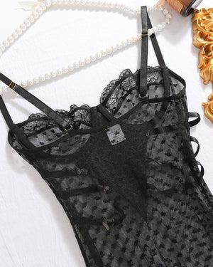 Sabrina Black Lace Sheer Maxi Dress