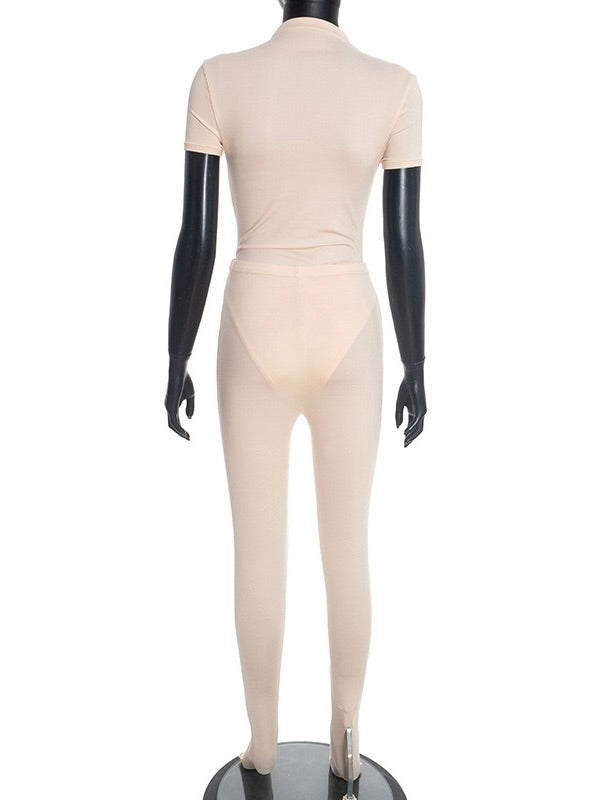 Martini Nude Turtleneck Two-Piece Set