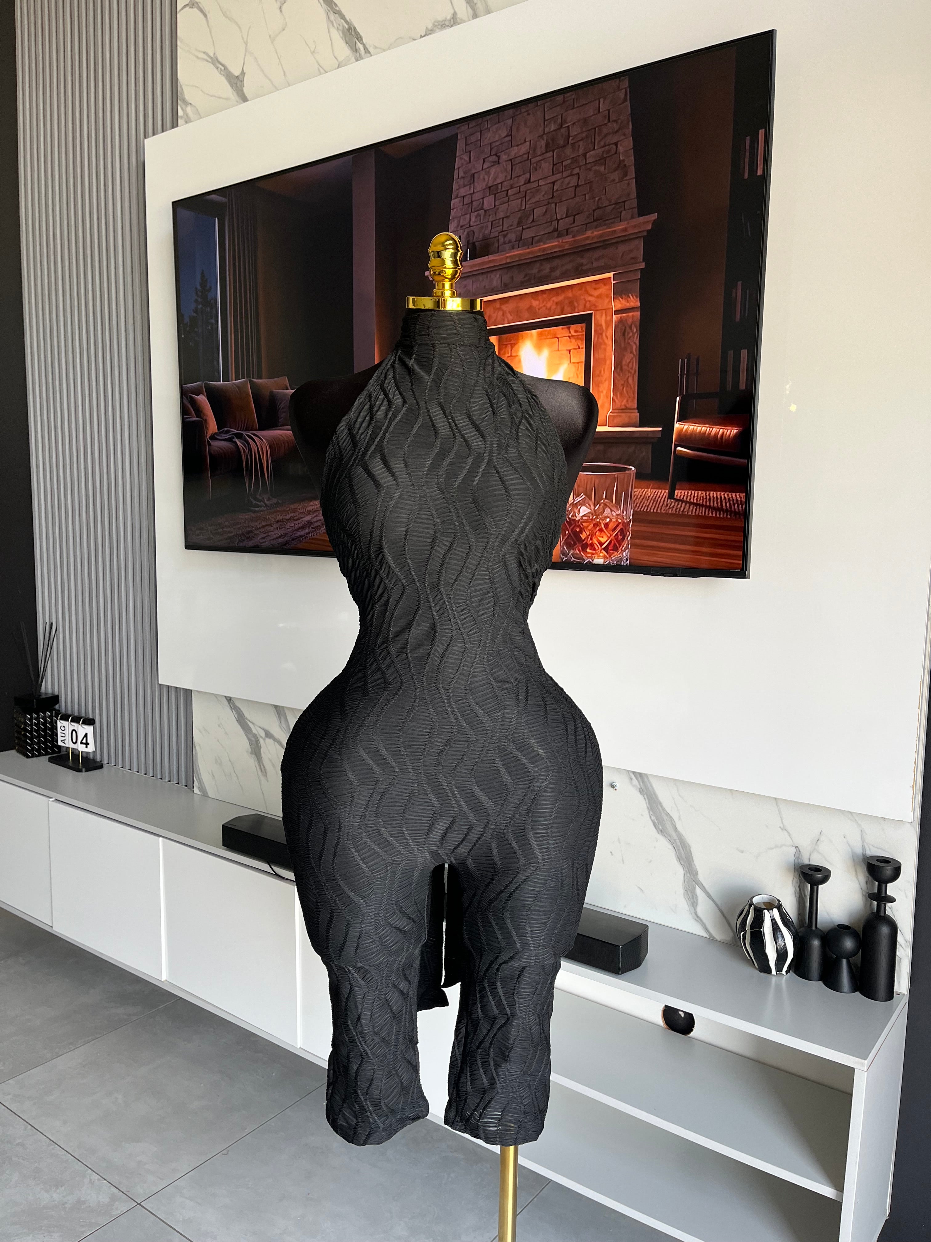 Zique Textured Halter Jumpsuit