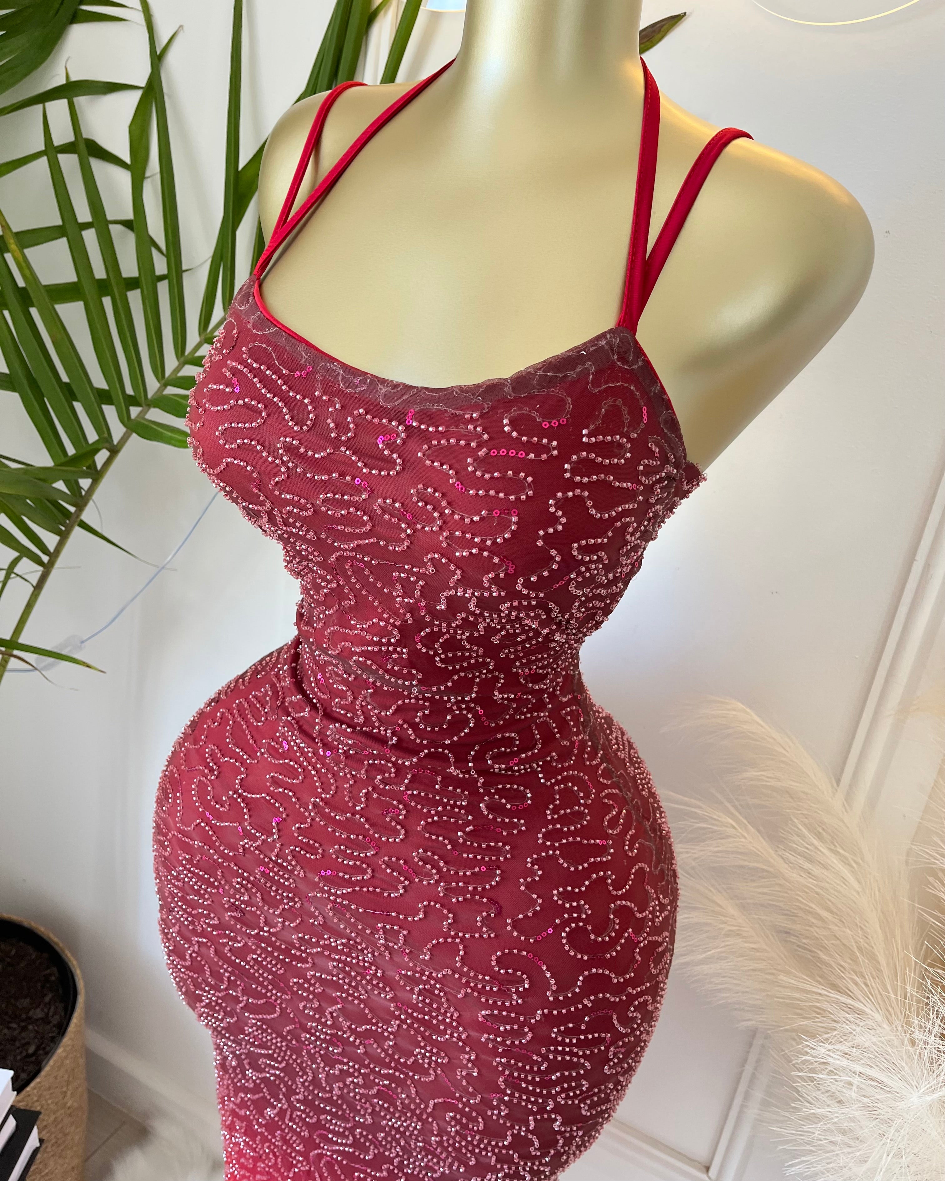 Scarlett Ember Beaded Midi Dress