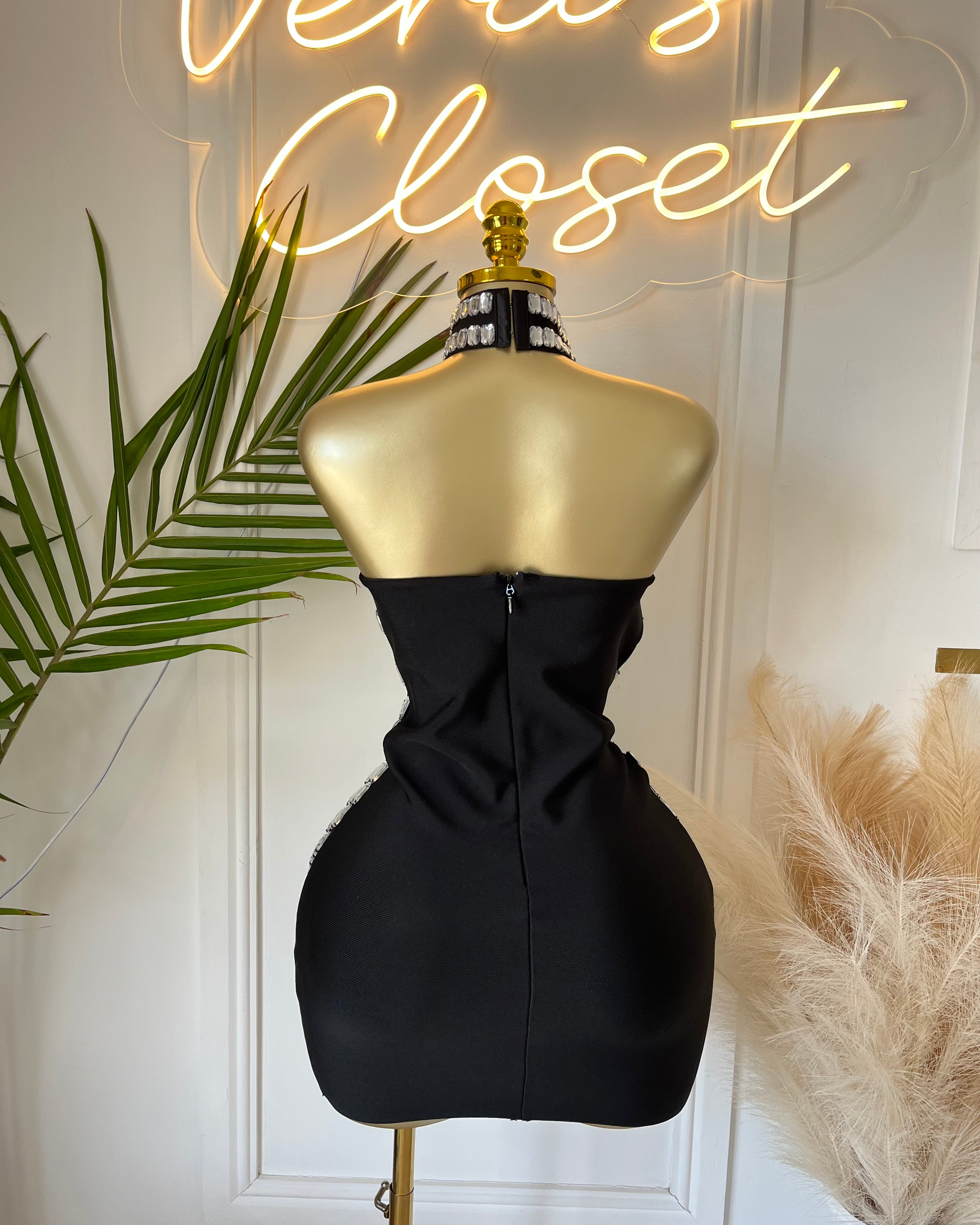 Zarielle Crystal Bodycon Mini Dress