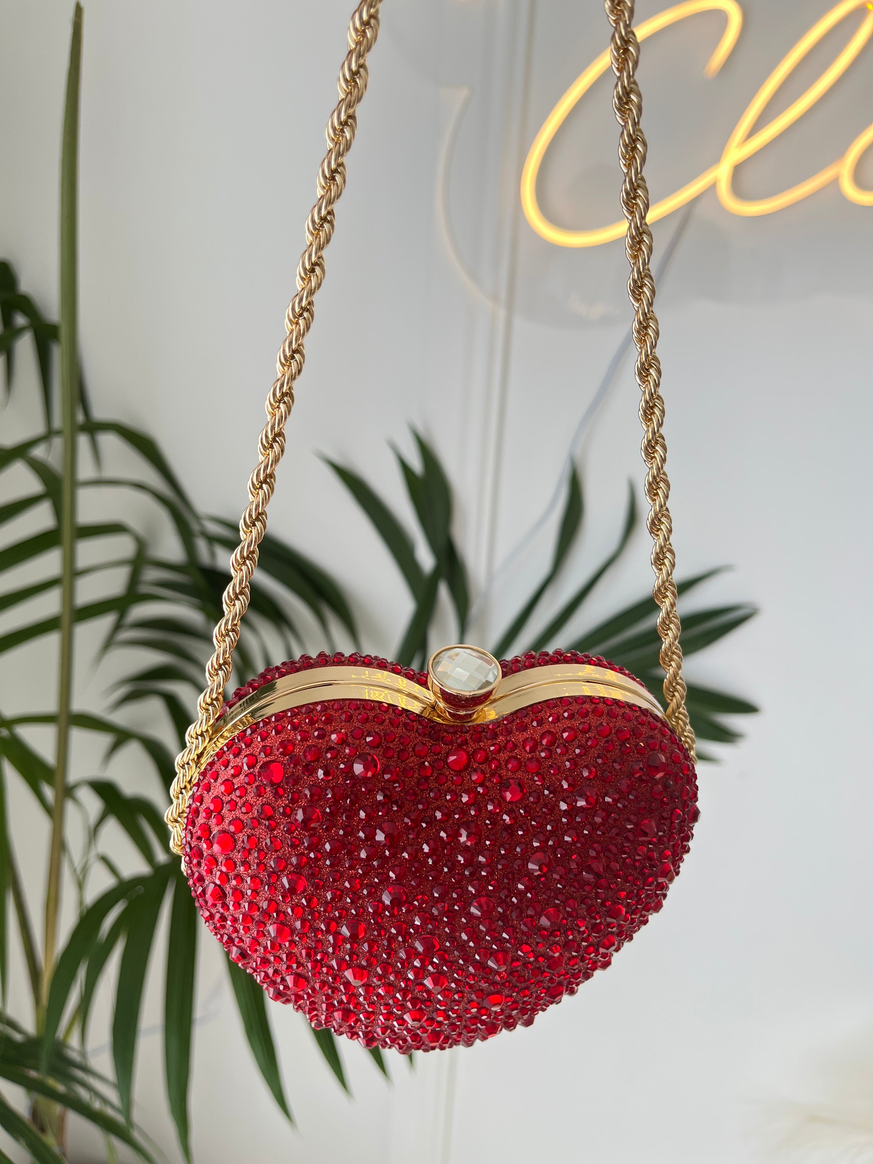 Ruby Heart Crystal Clutch