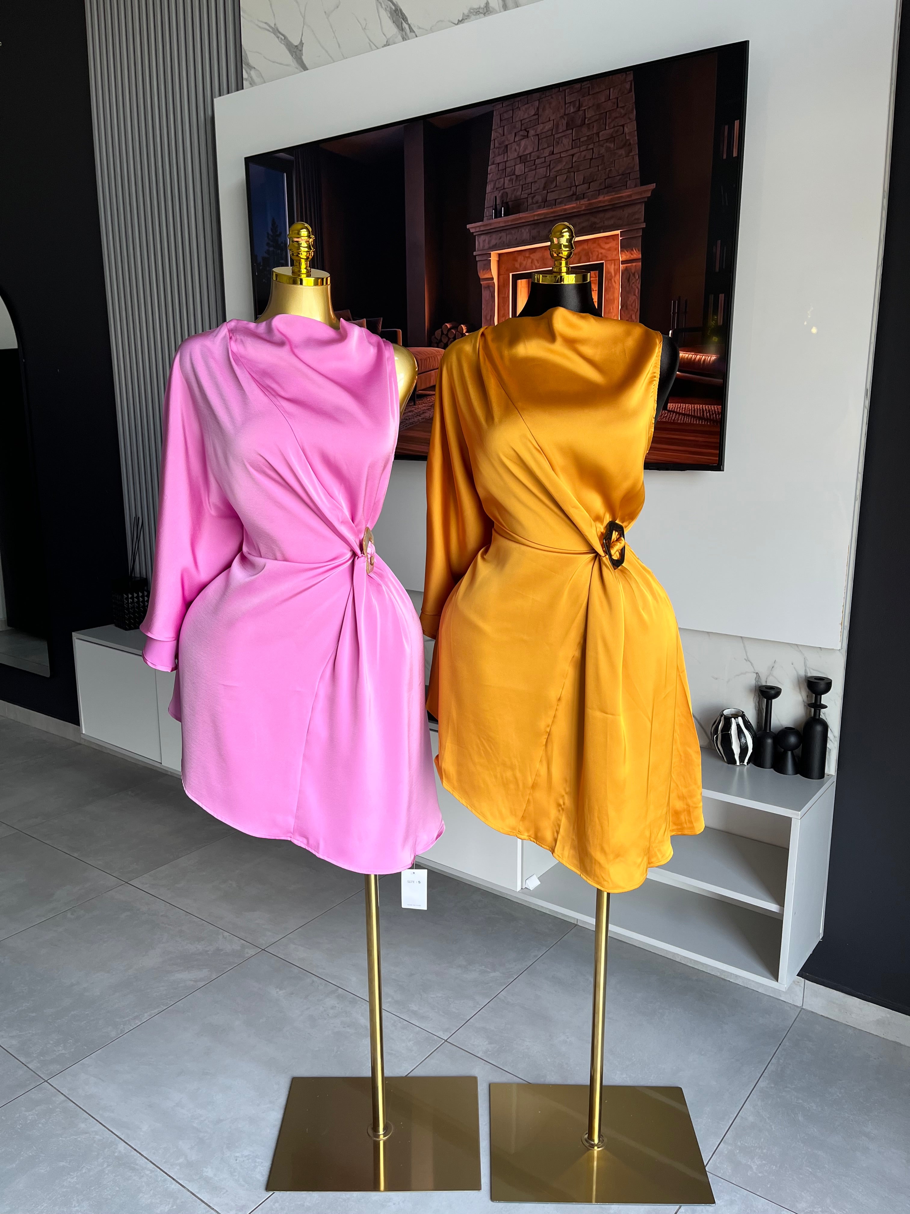 Robin Satin Ring Detail Mini Dress