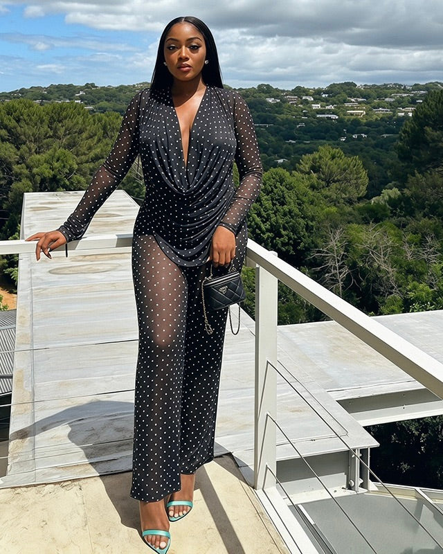 Mabel Polka Dot Mesh Pant Set