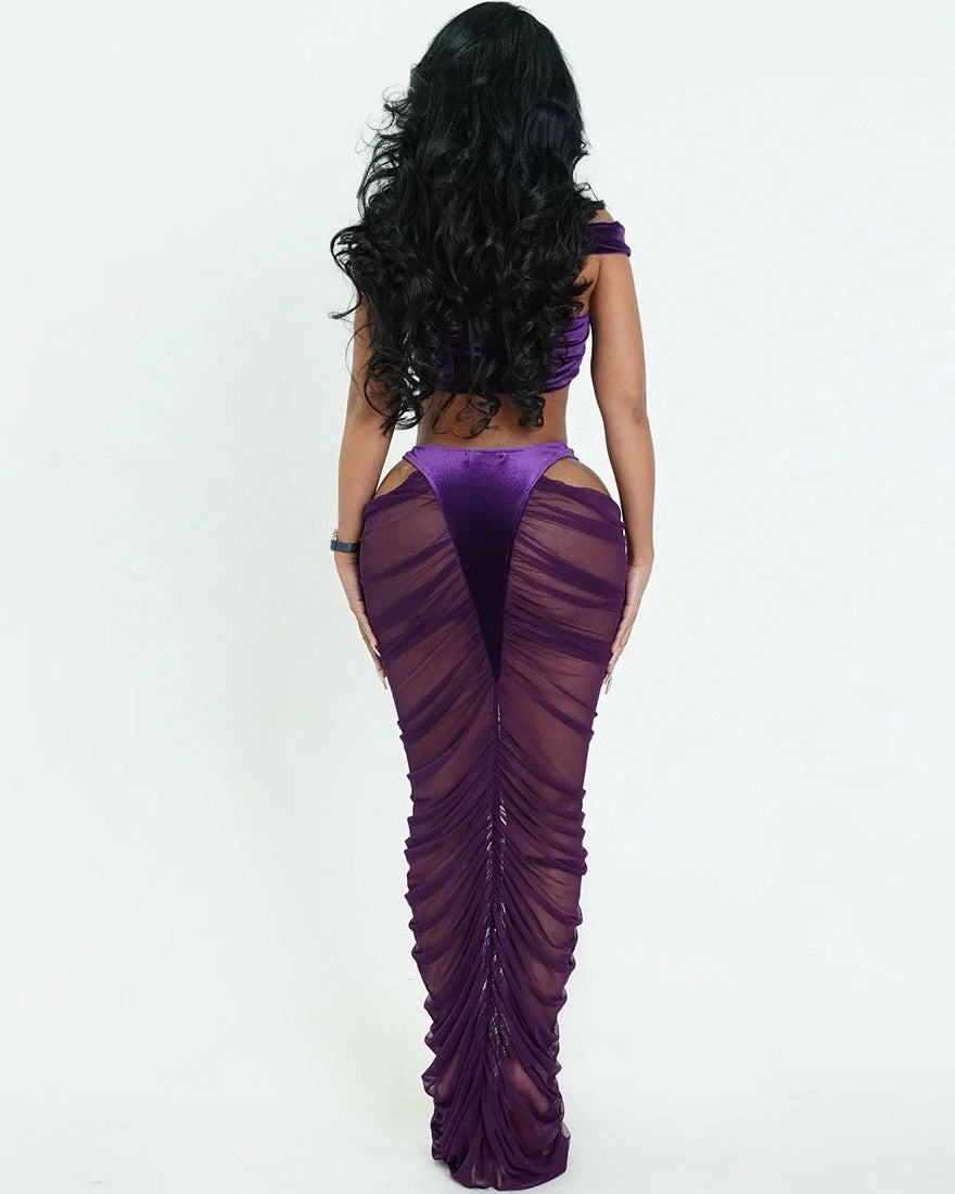 Kiaro Sheer Ruched Skirt Set