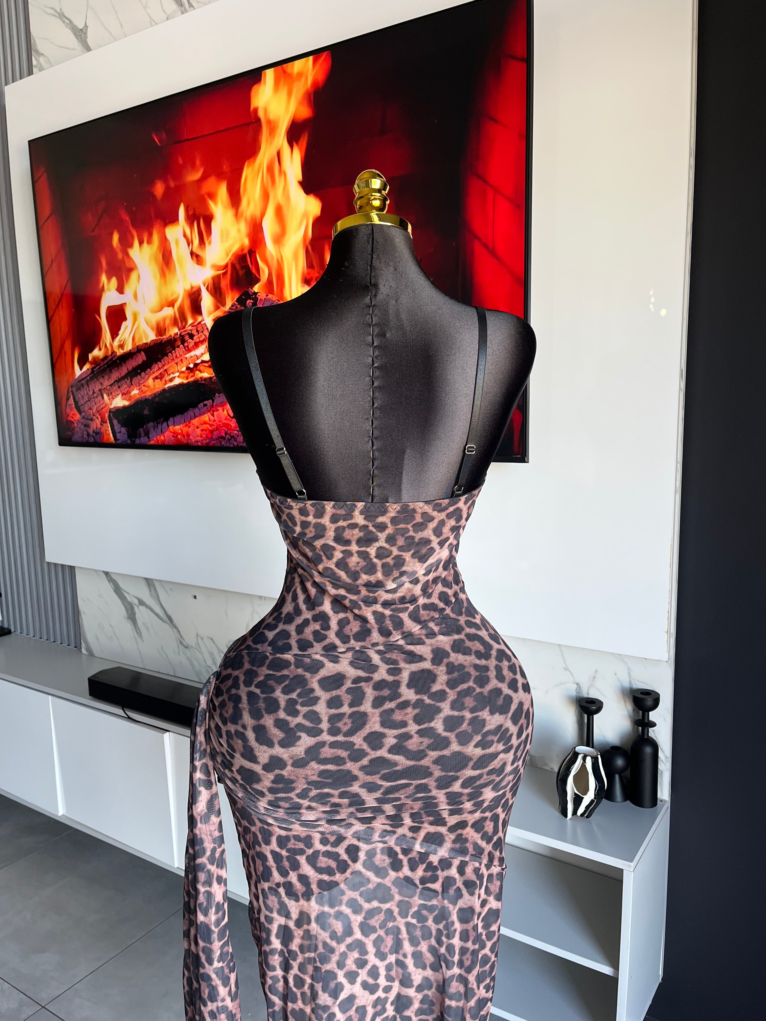 Misty Lace Leopard Maxi Dress