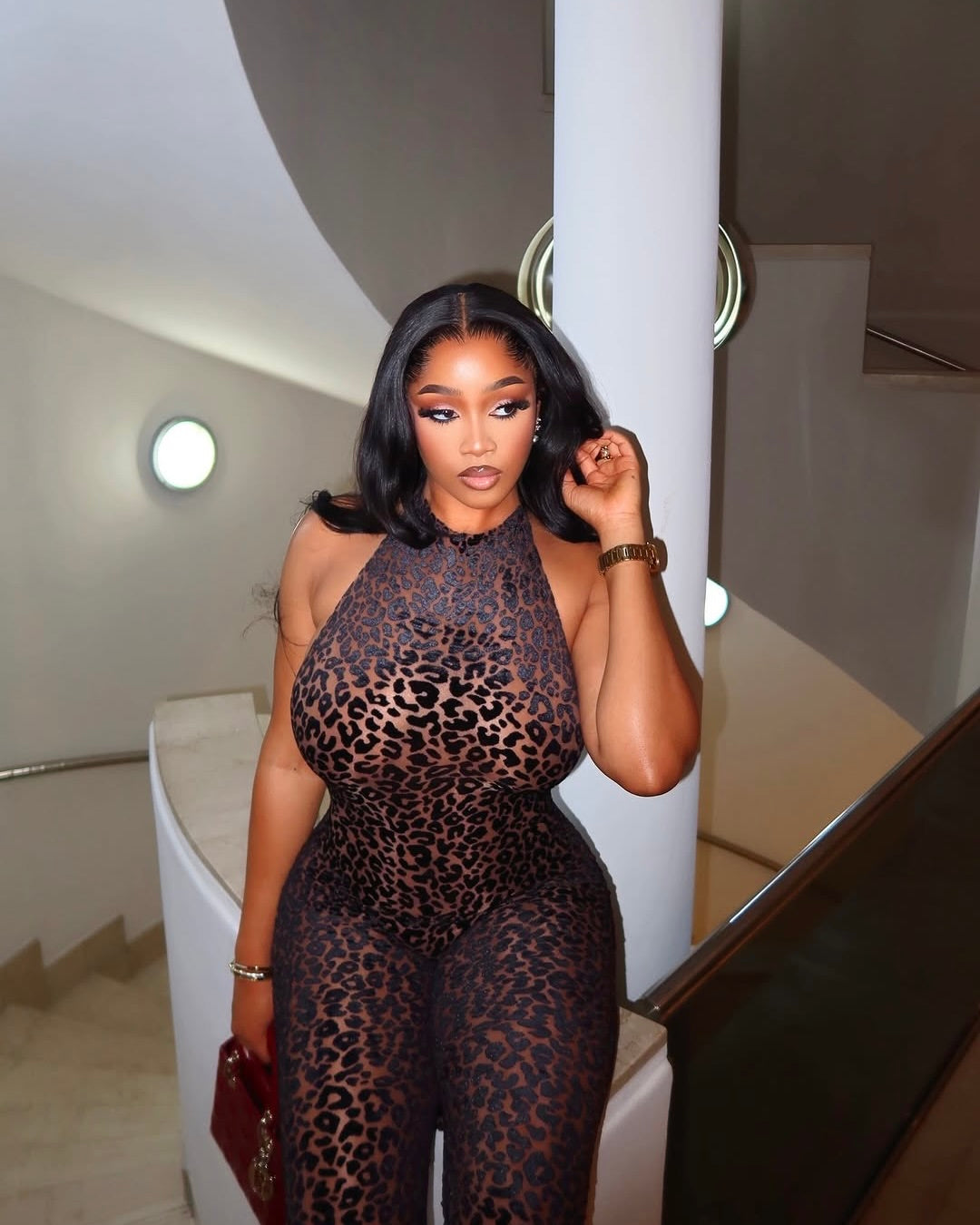 Ophelia Leopard Halter Bodycon Jumpsuit