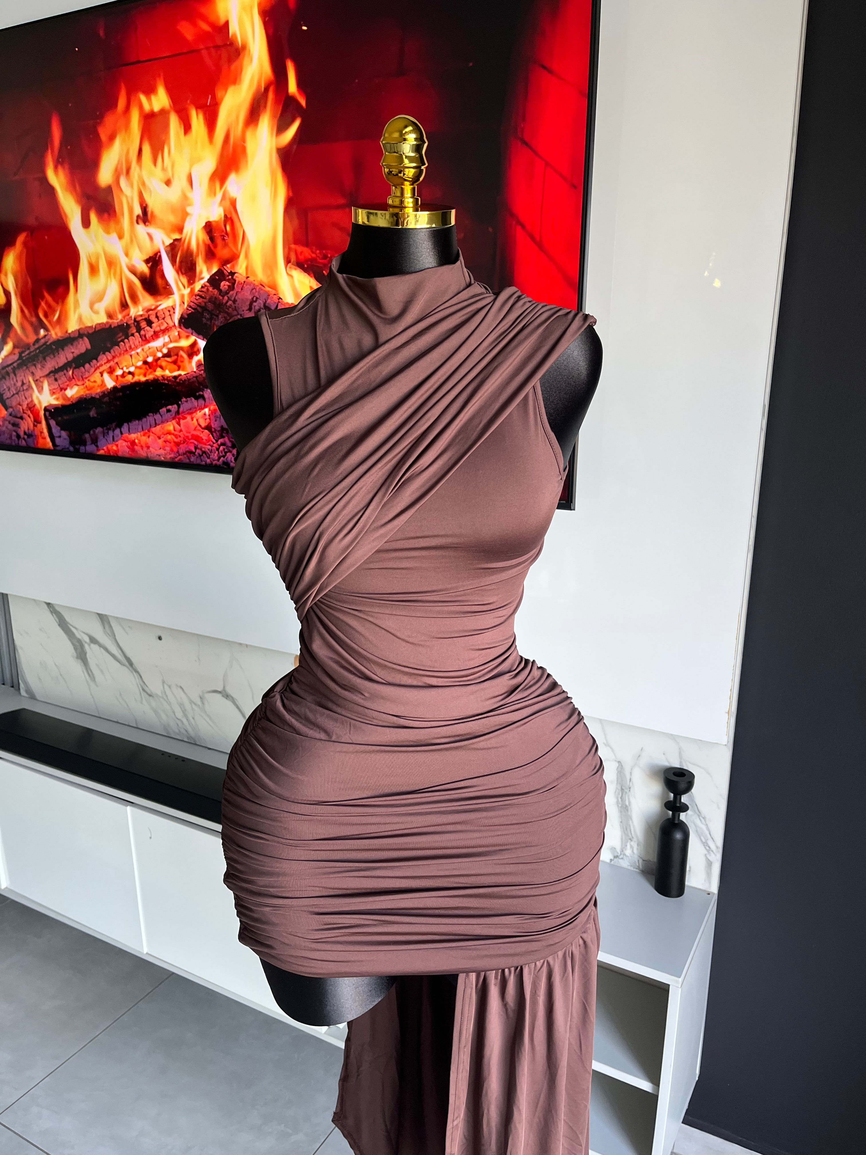 Amelia Draped One-Shoulder Mini Dress