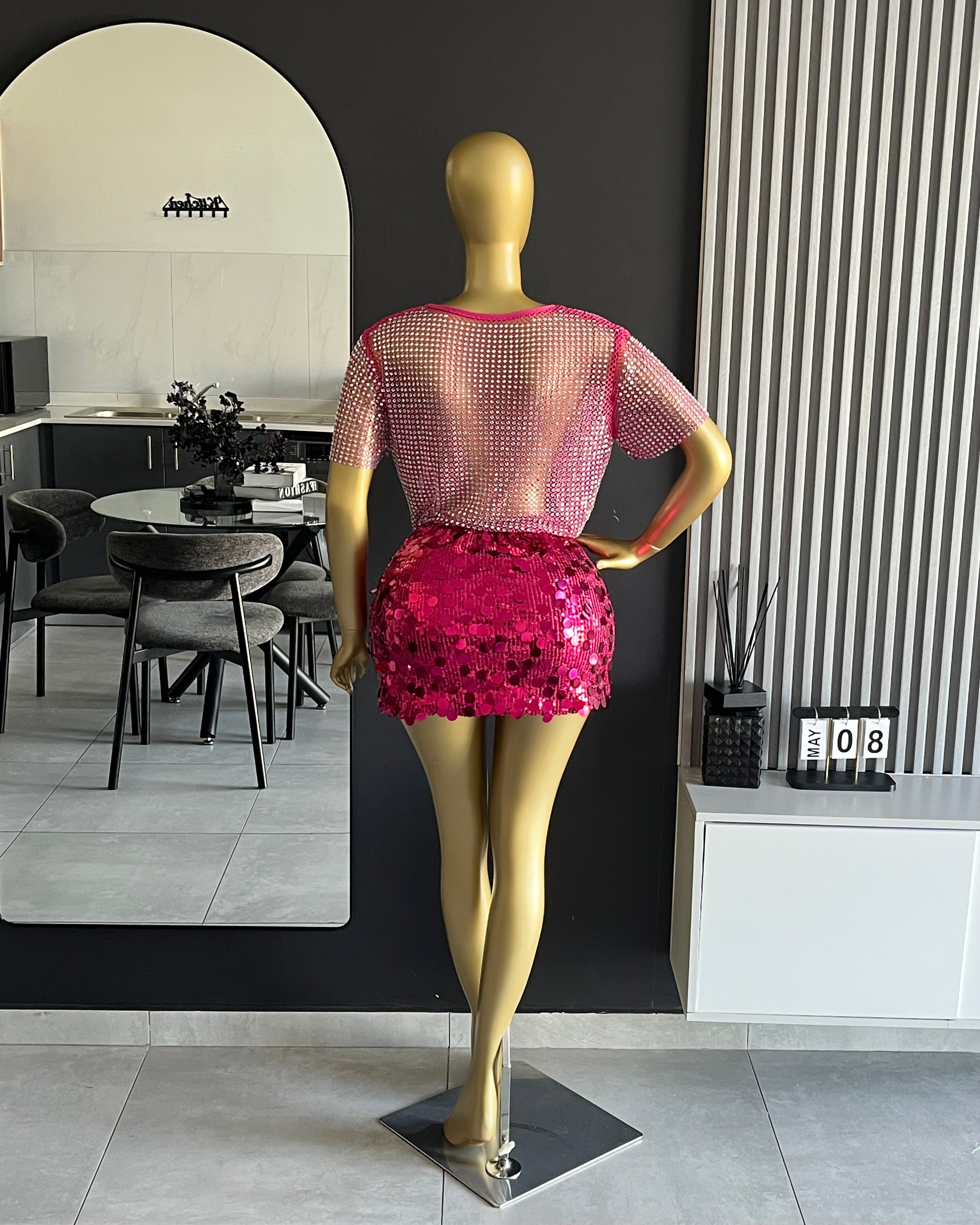 Cassidy Rhinestones Mesh Top & Skirt