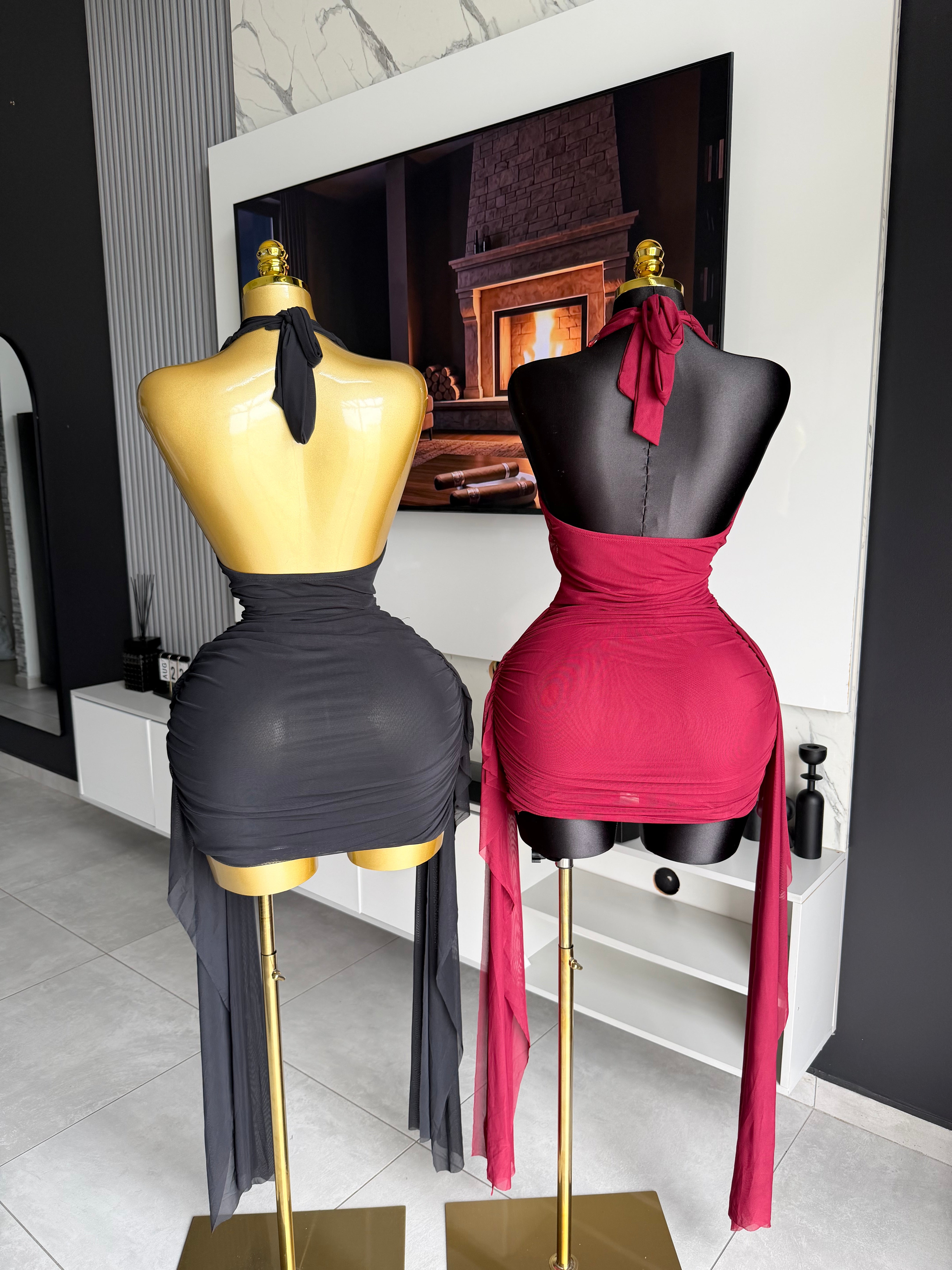 Sienna Embellished Drape Mini Dress
