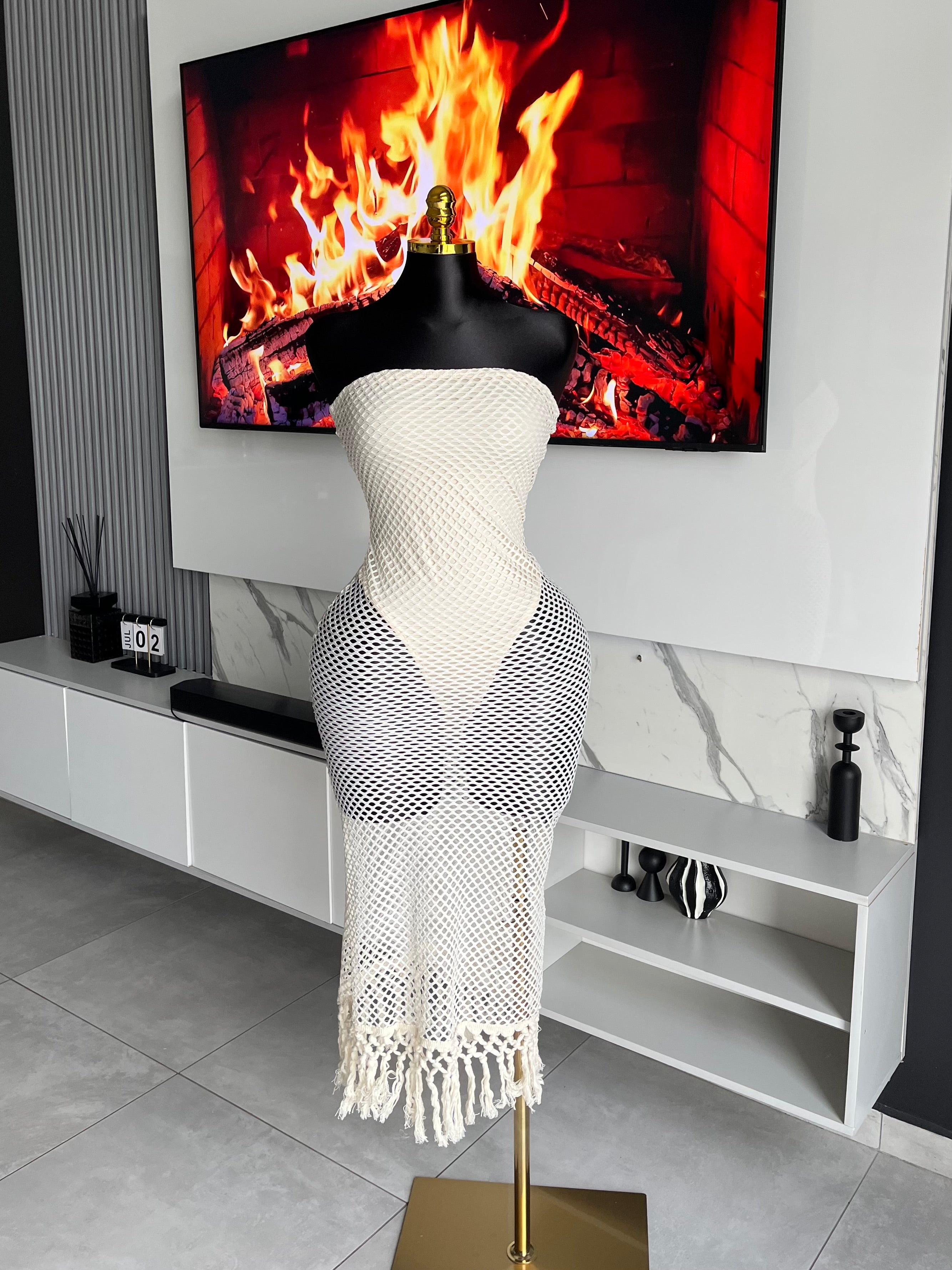 Alix Crochet Fringe Maxi Dress