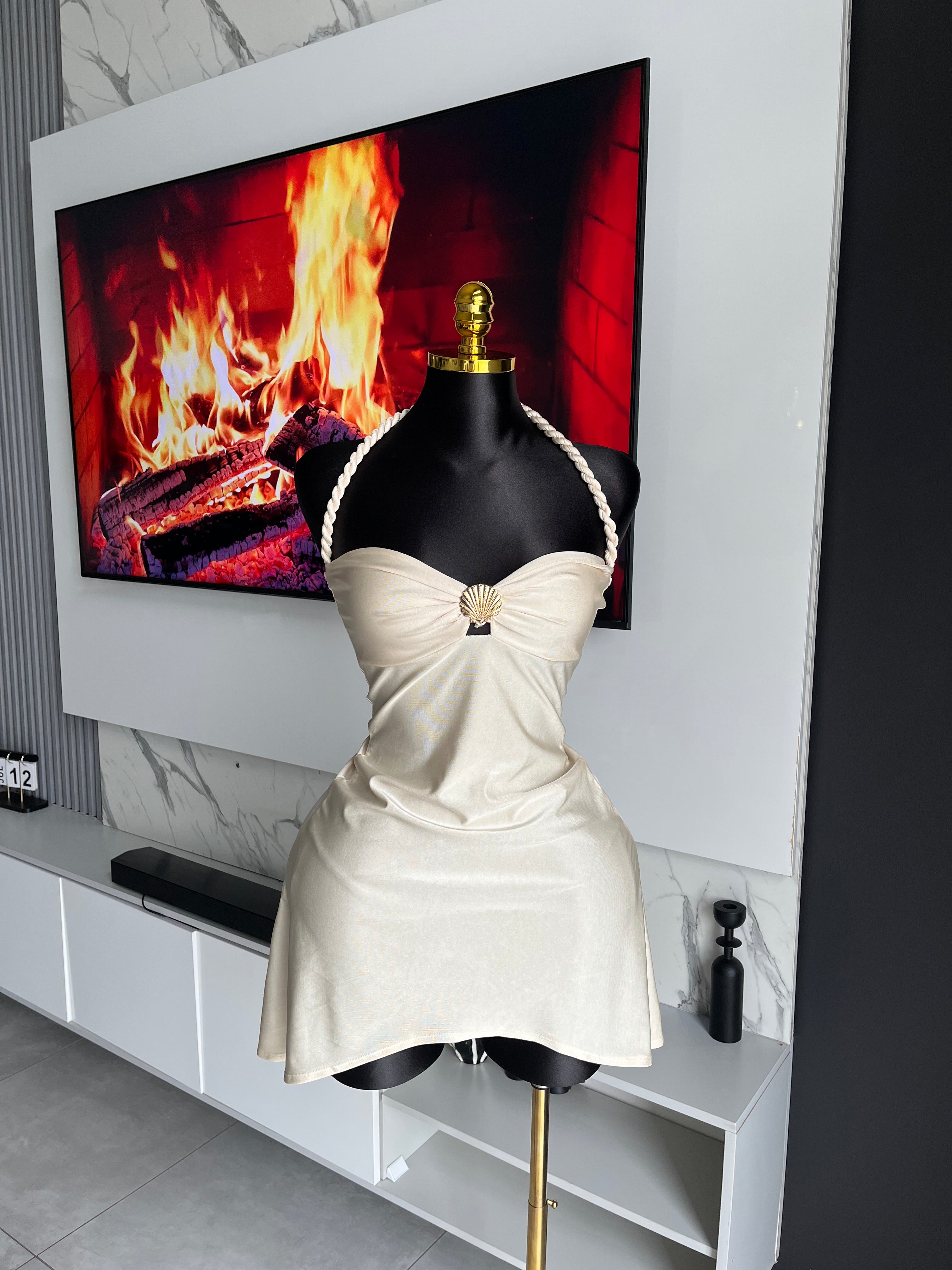 Maris Shell Halter Mini Dress