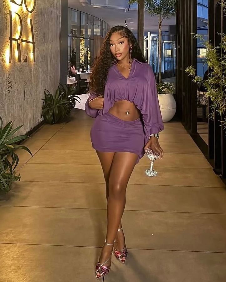 Femme Drape Mini Skirt Set