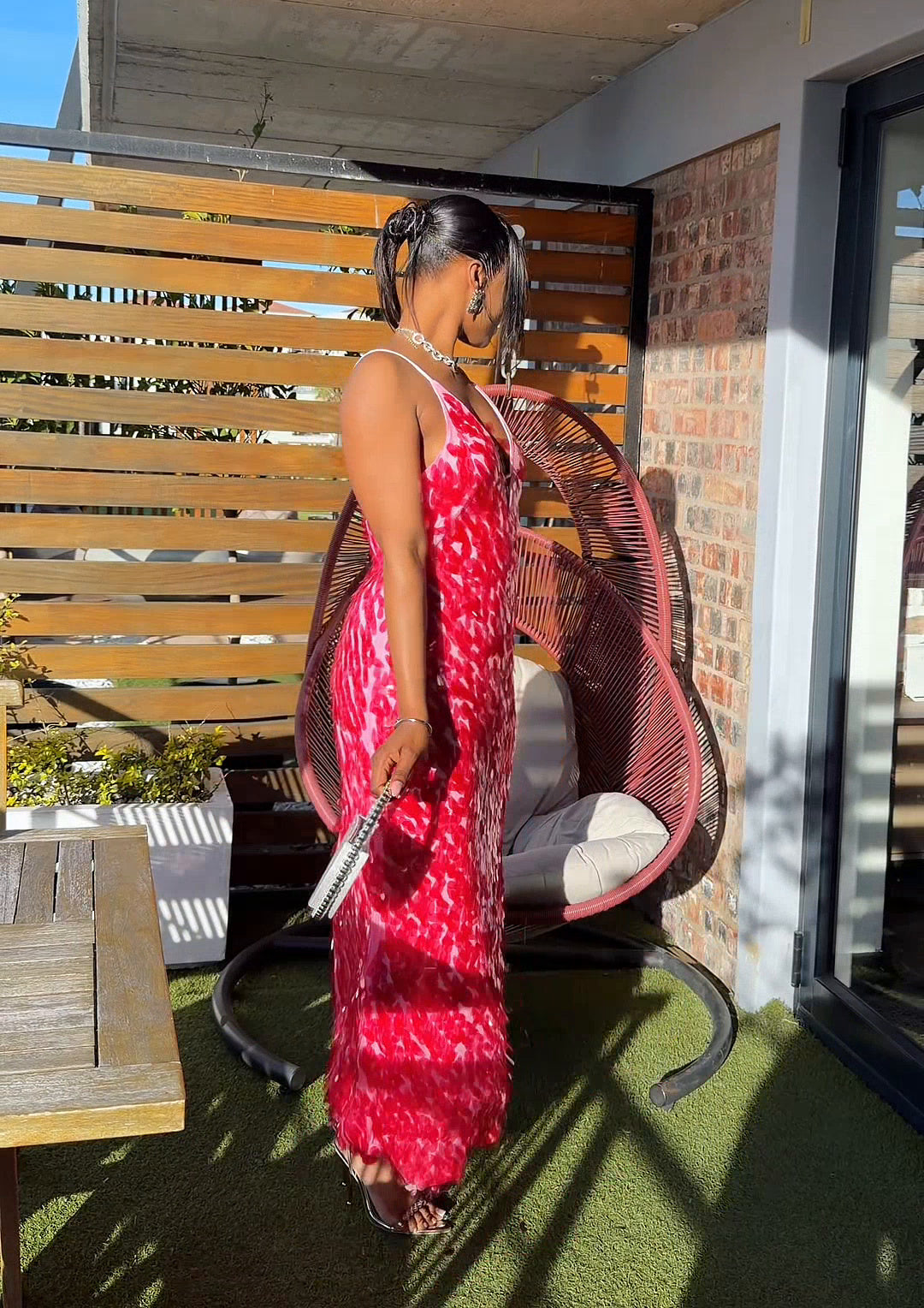 Siren Paillette Sequin Maxi Dress Pink