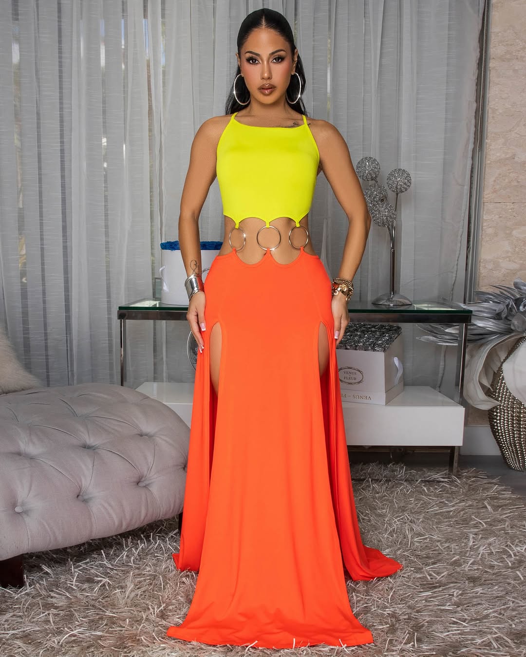 Oasis Cutout Maxi Dress Orange