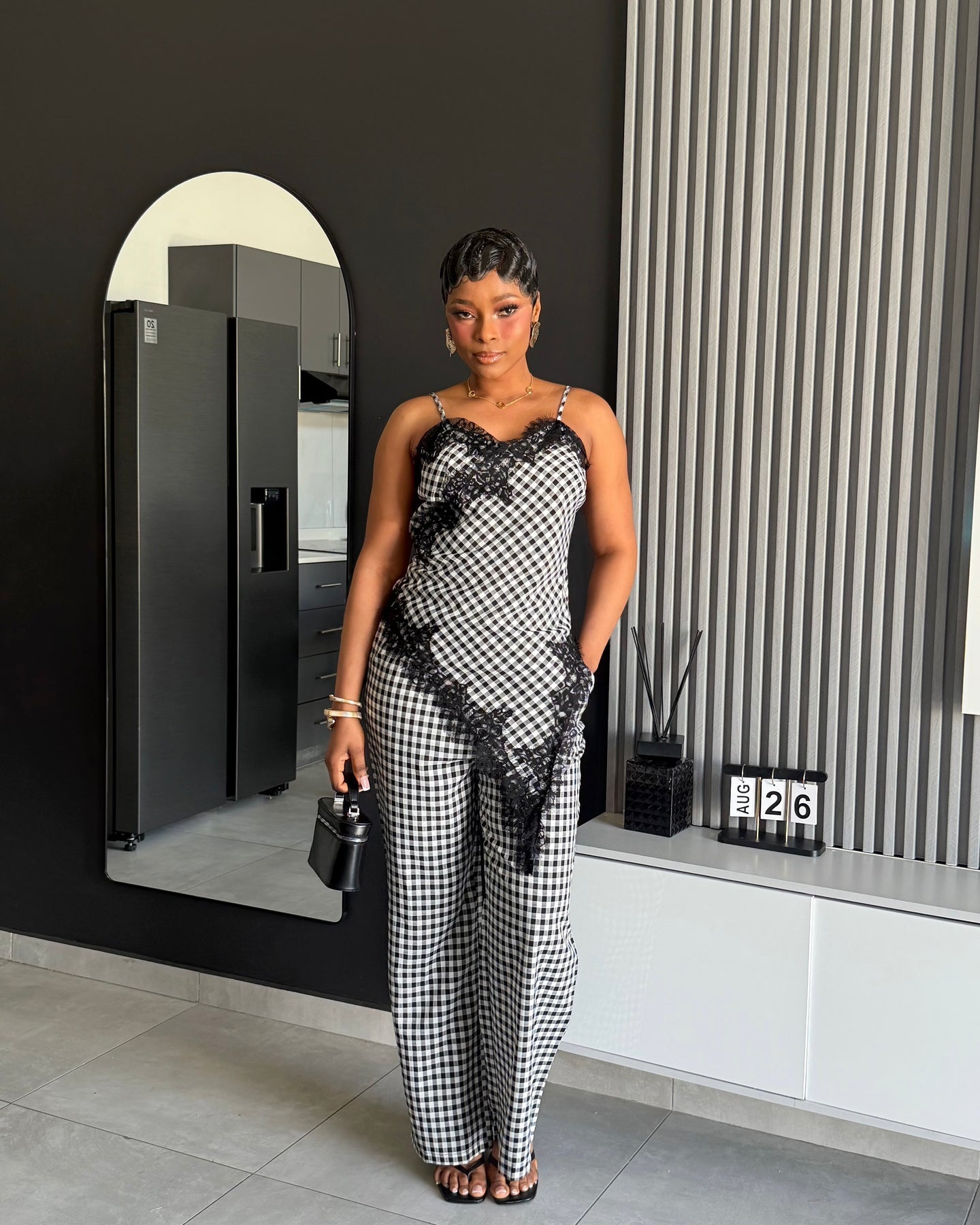Giselle Lace Gingham Two-Piece Set