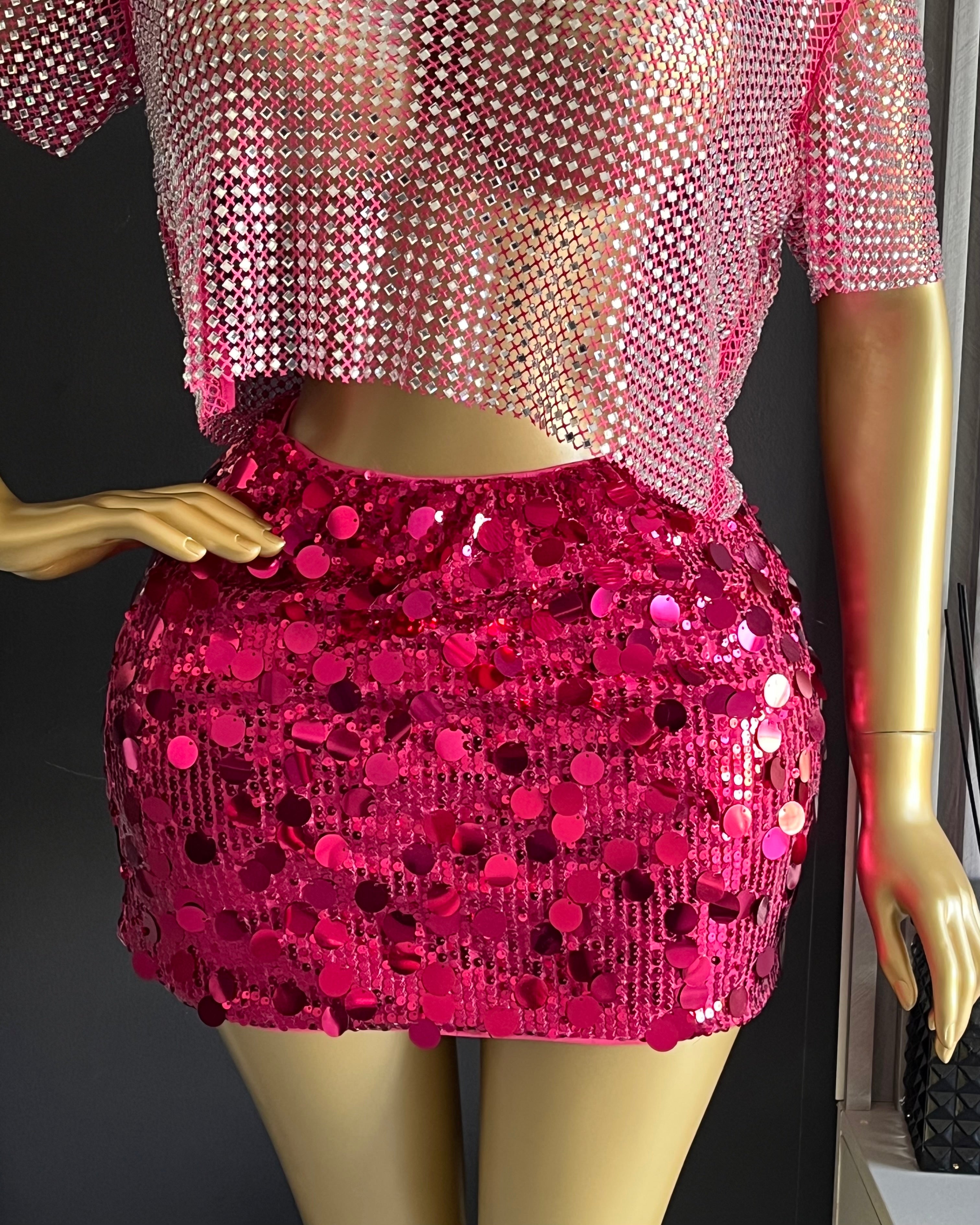 Cassidy Rhinestones Mesh Top & Skirt
