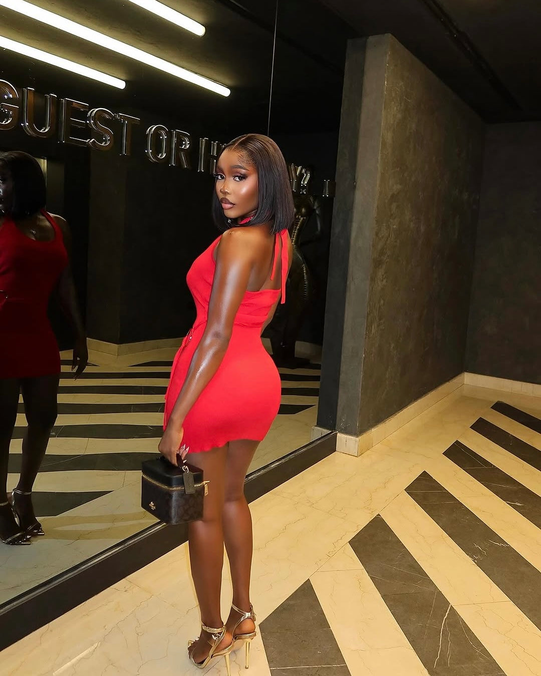 Khari Sculpted Halter Mini Dress