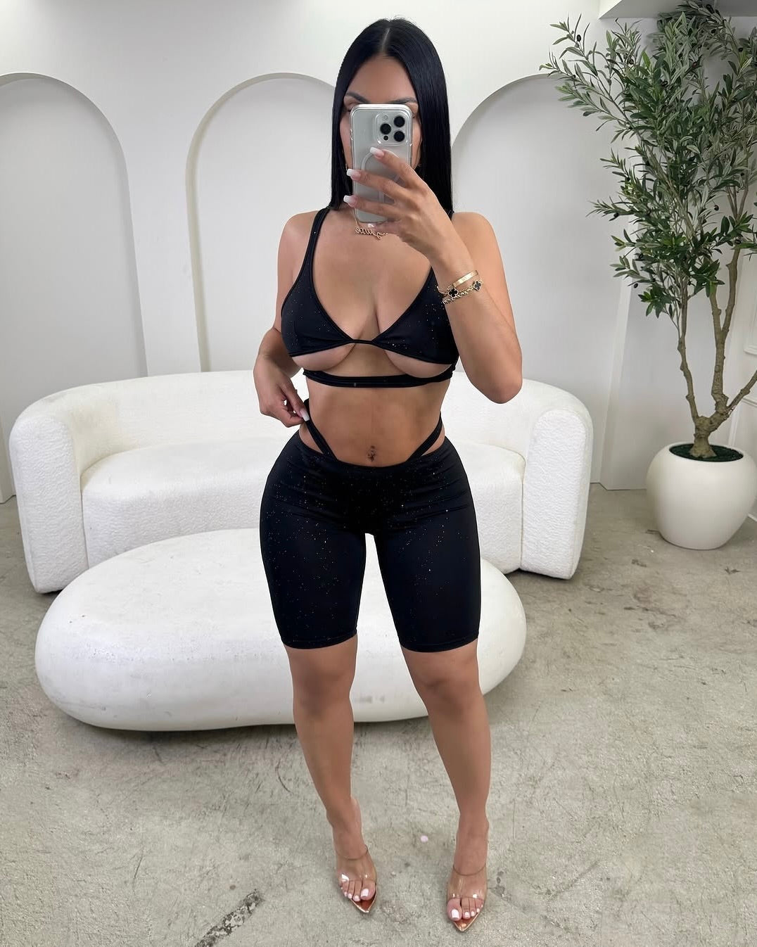 Daniella Cut-Out Sparkle Pant Set