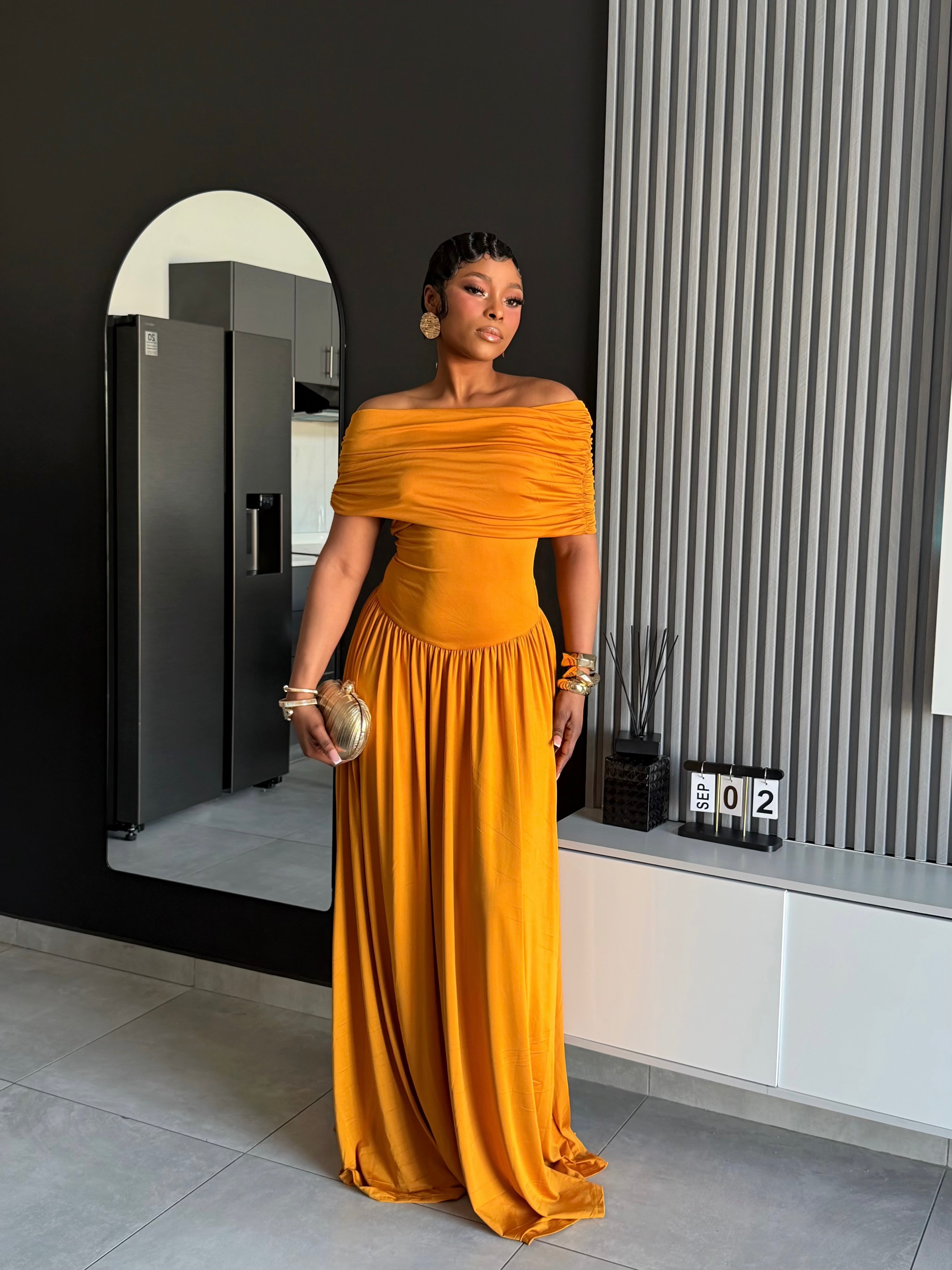 Marcelline Draped Off-Shoulder Maxi Dress
