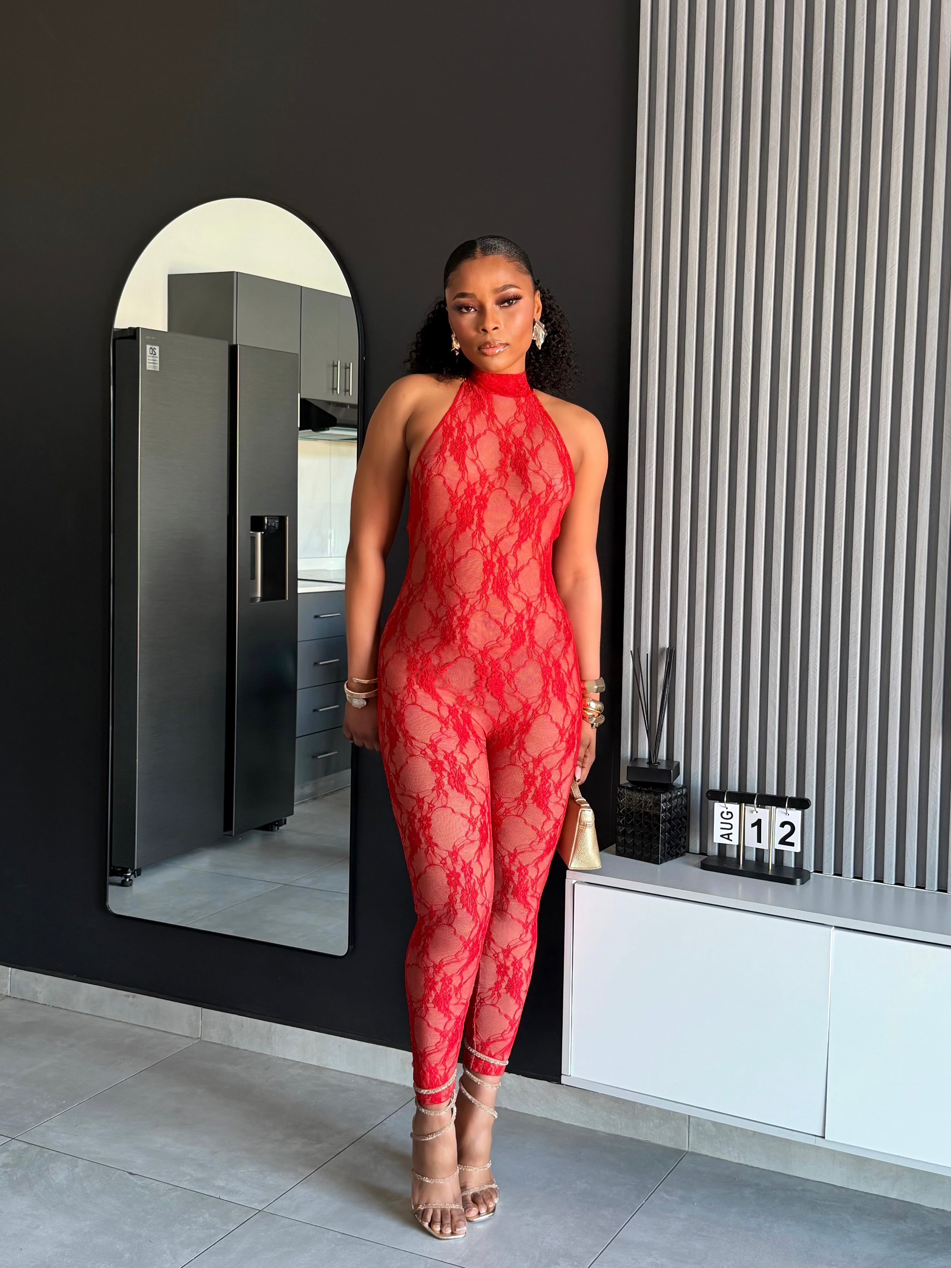 Scarlet Lace Halter Jumpsuit
