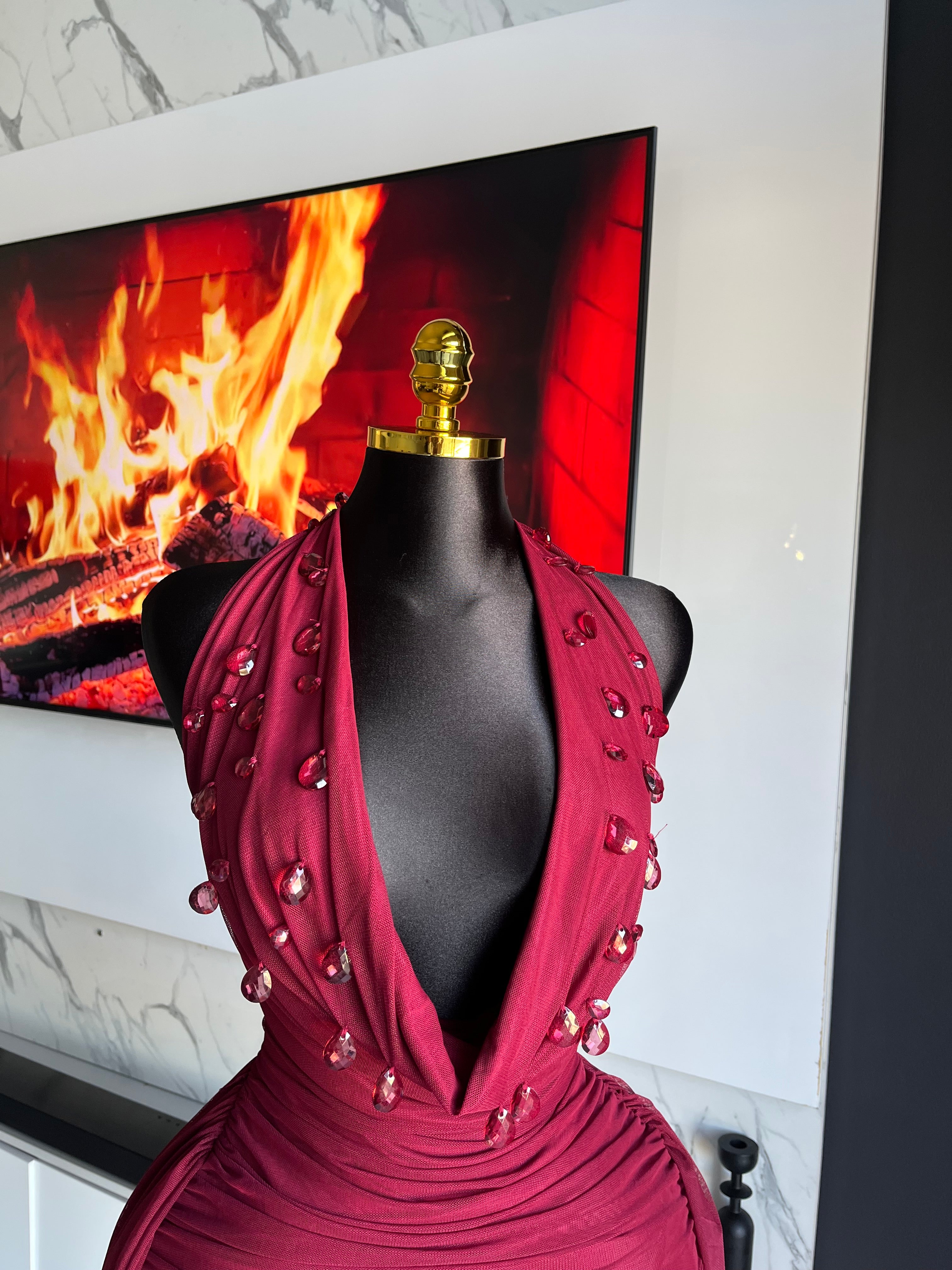 Sienna Embellished Drape Mini Dress