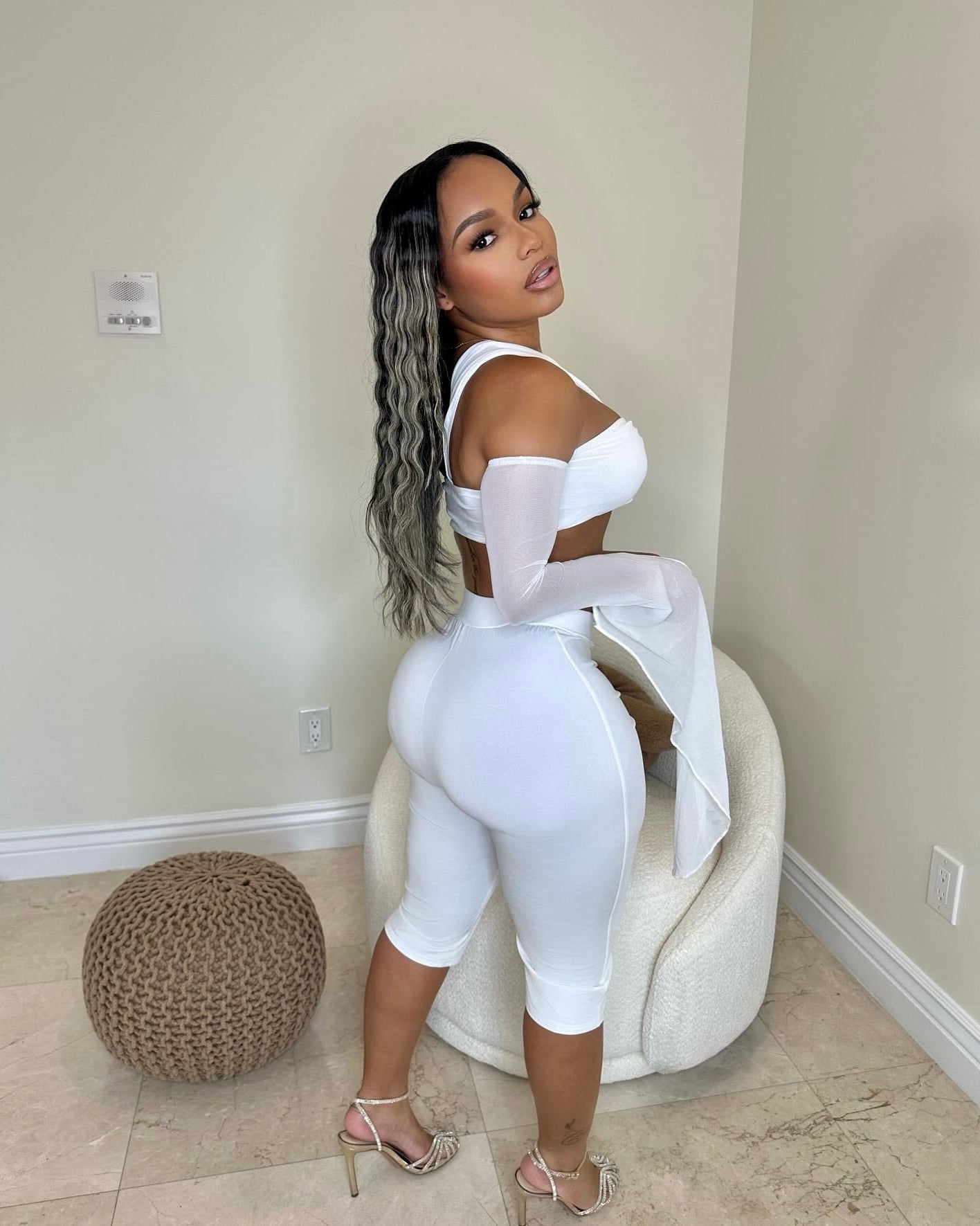 Ariel Mesh Sleeve Two-Piece Set