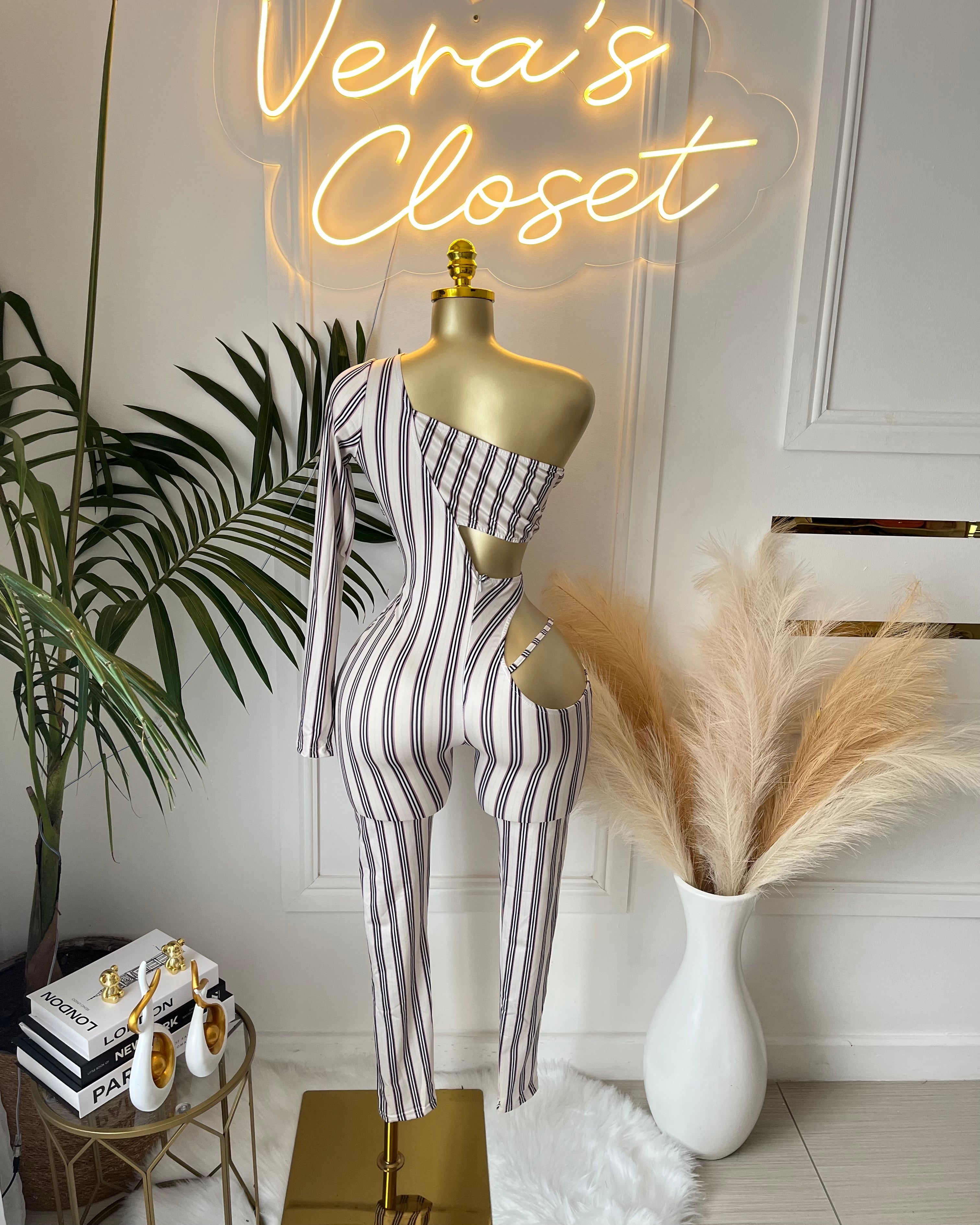 Maria One-Sleeve Cutout Jumpsuit