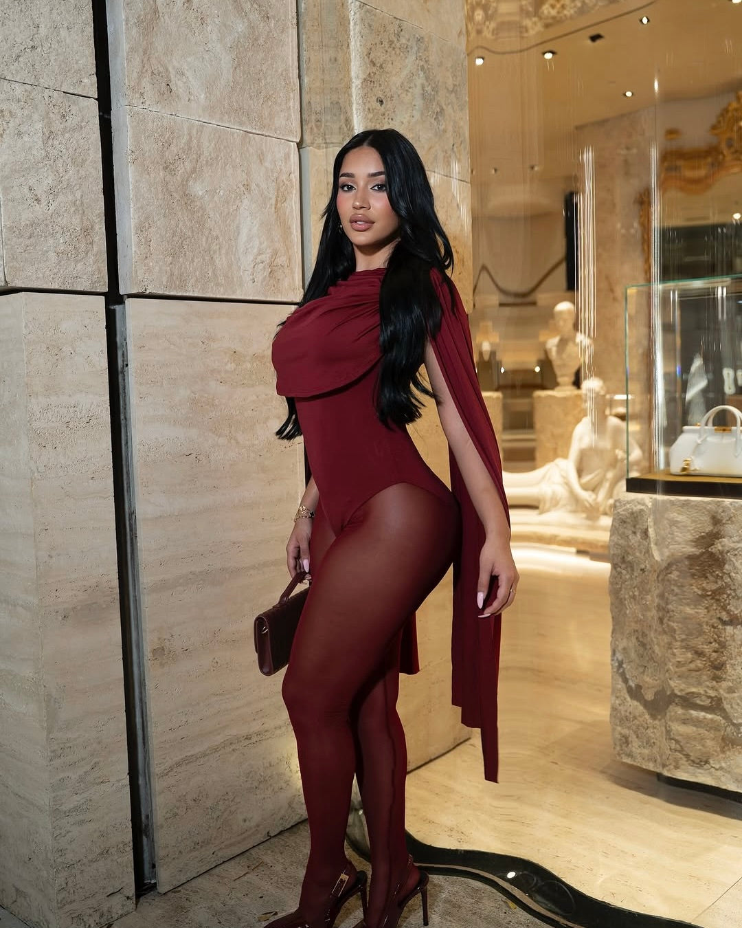 Valeria Burgundy Jumpsuit