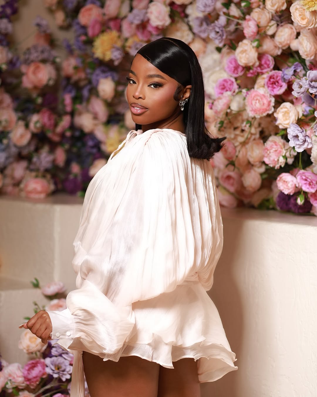 Yoni Satin Ruffle Mini Dress