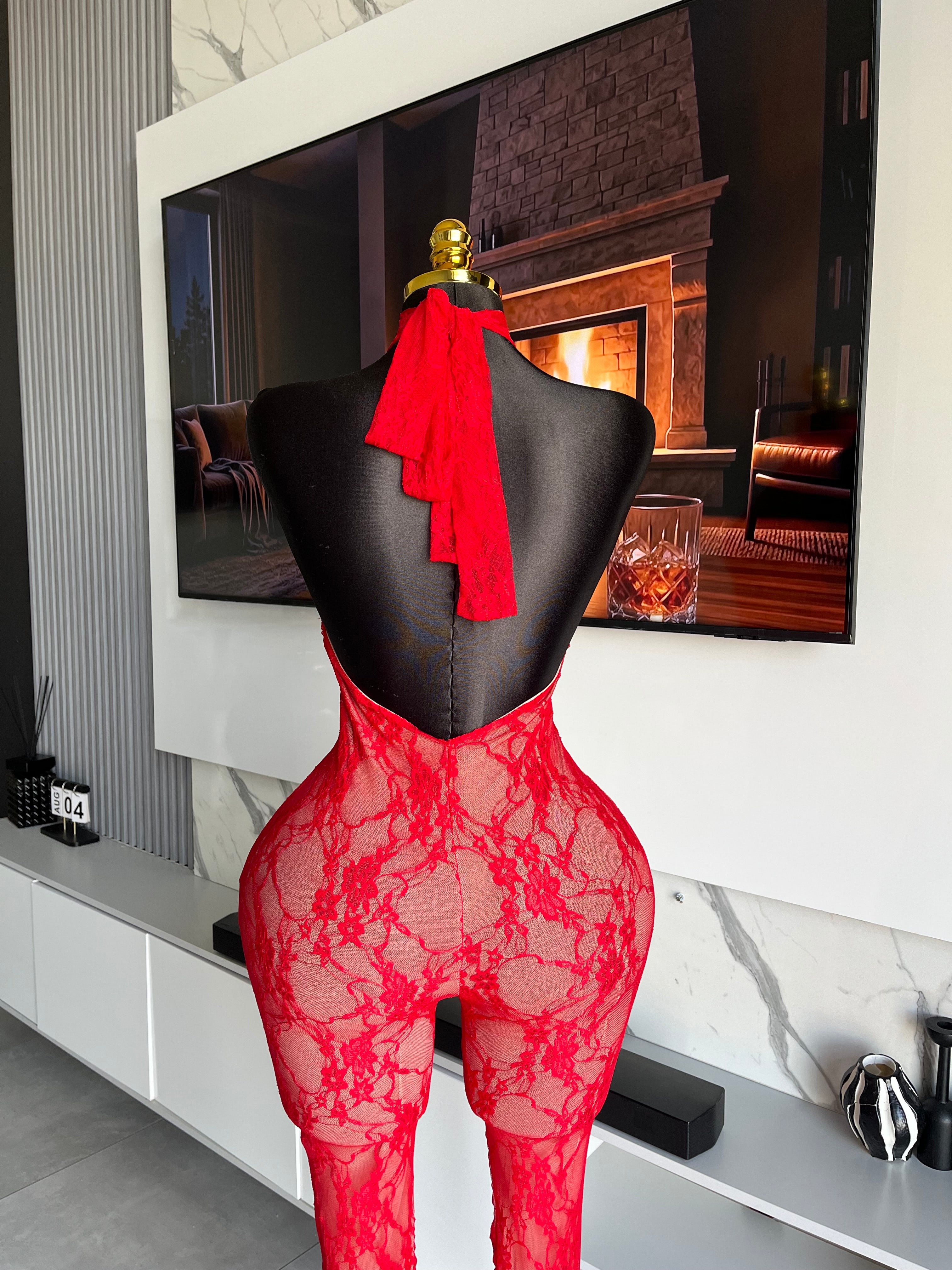 Scarlet Lace Halter Jumpsuit