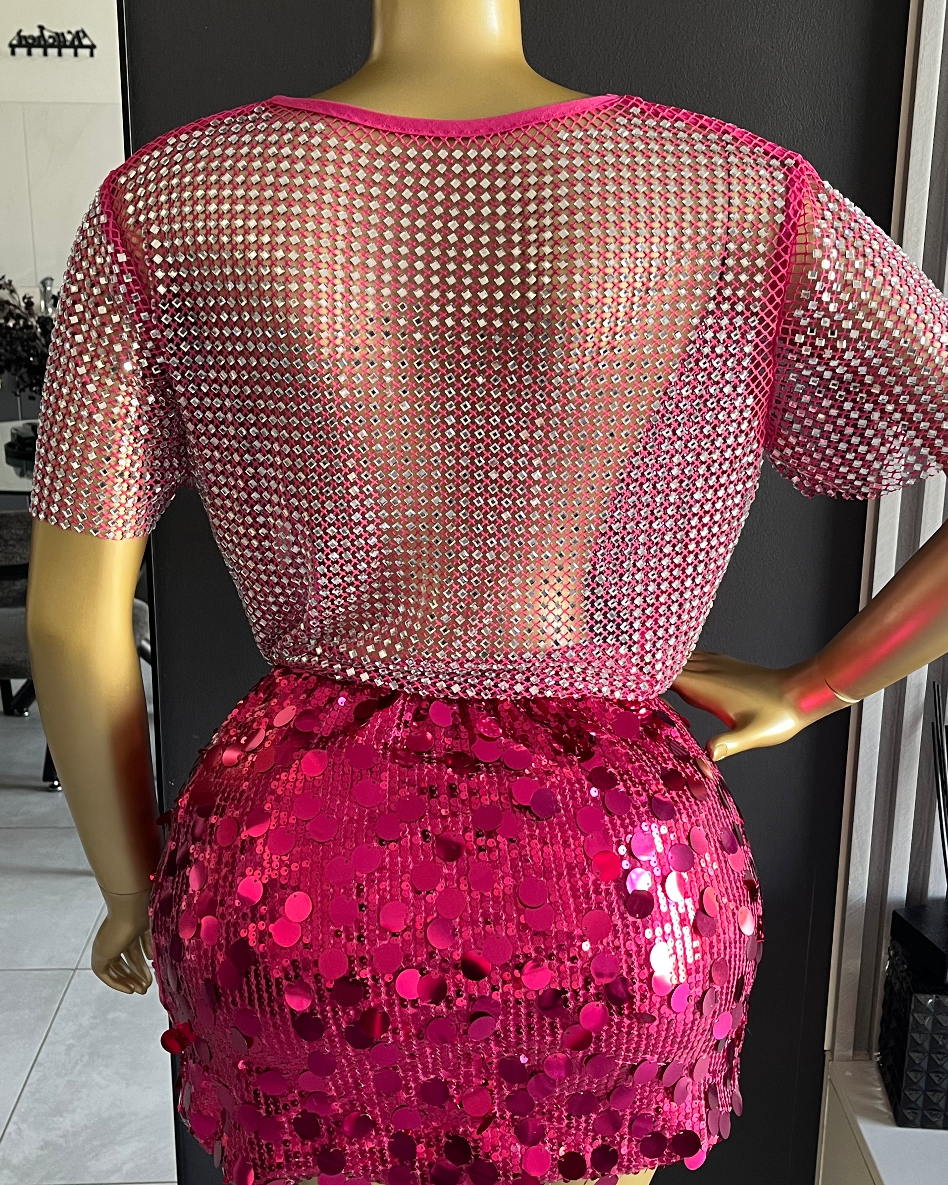 Cassidy Rhinestones Mesh Top & Skirt
