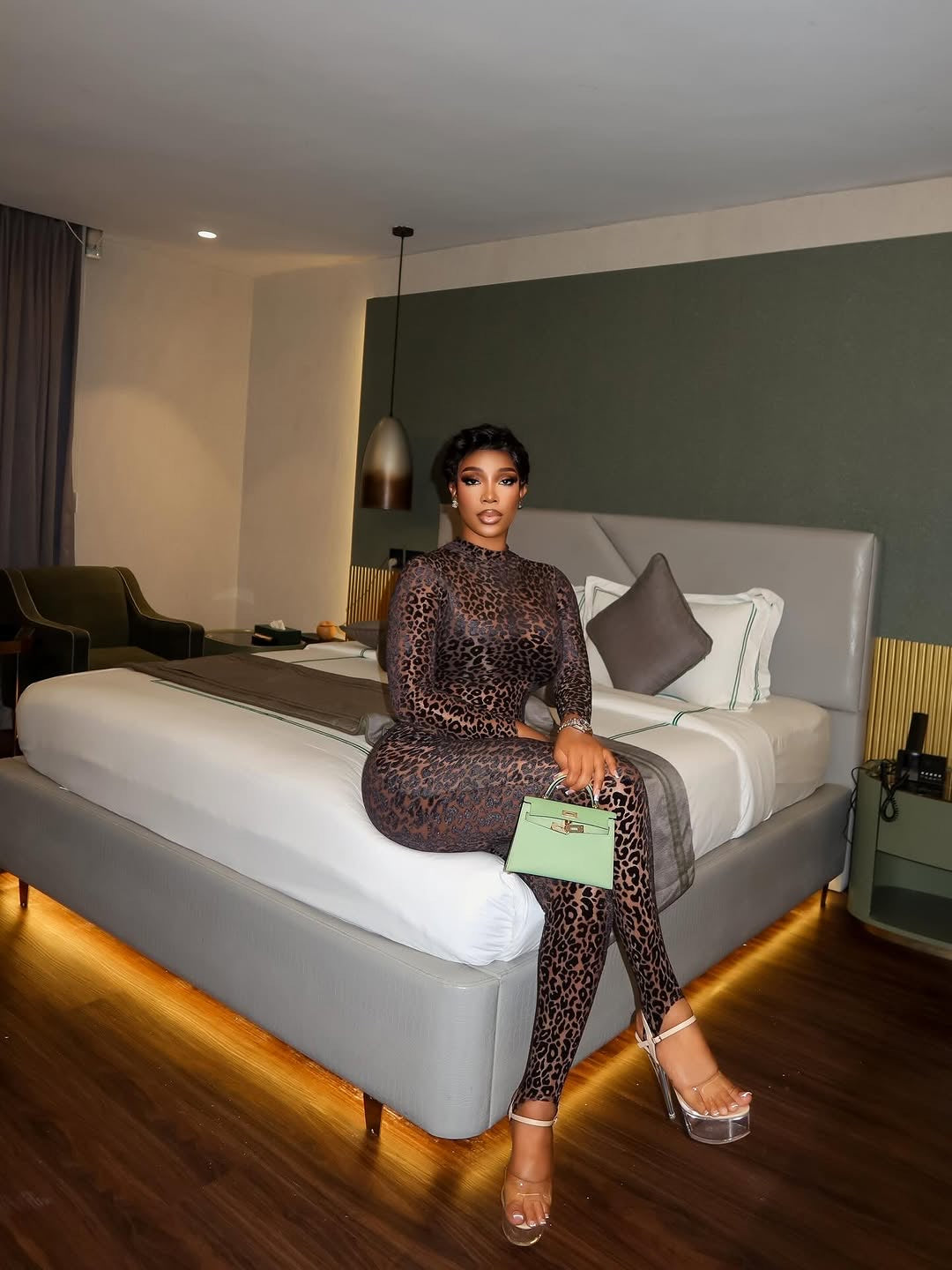 Mirage Leopard Print Mesh Jumpsuit