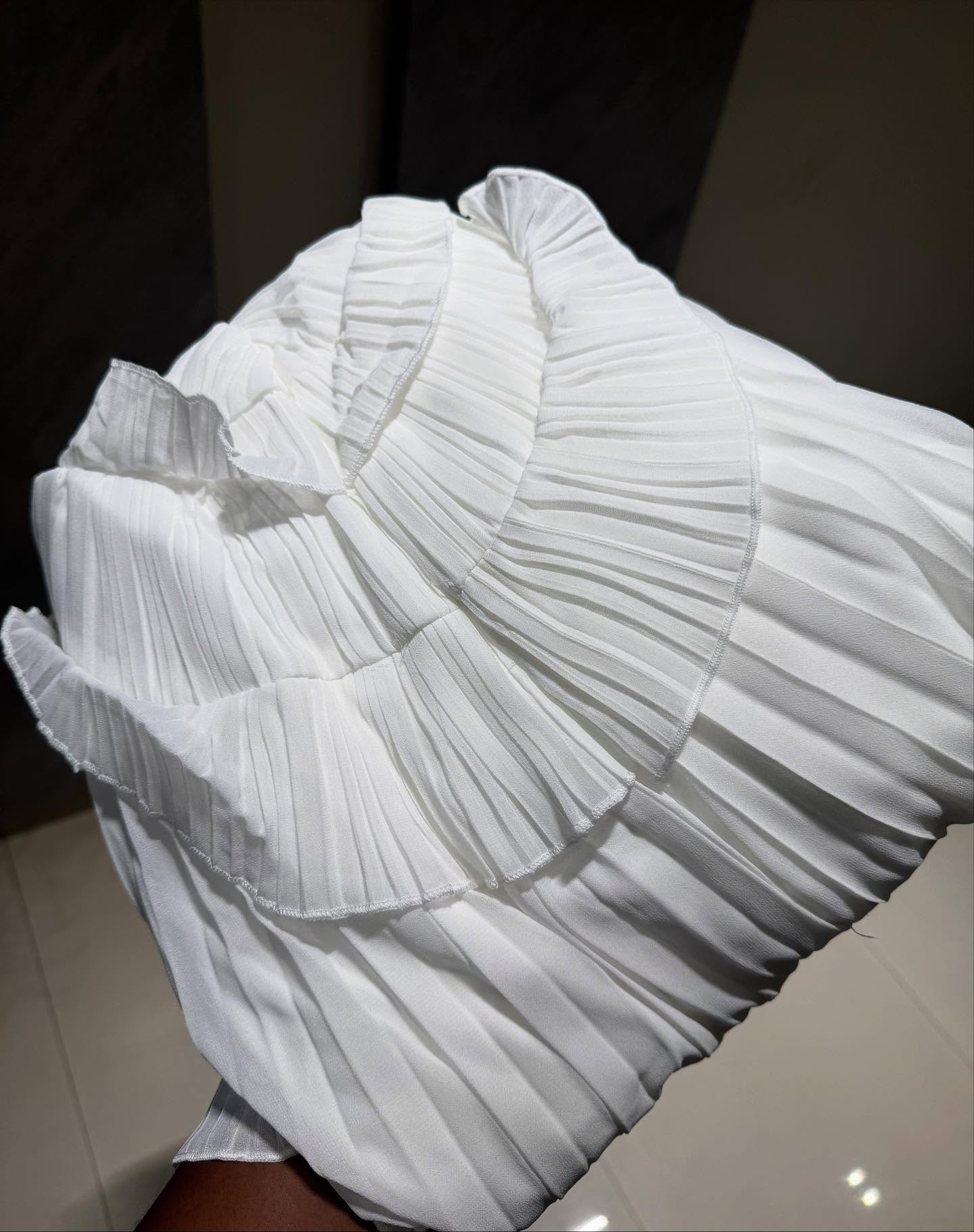 Davia Pleated Maxi Dress White