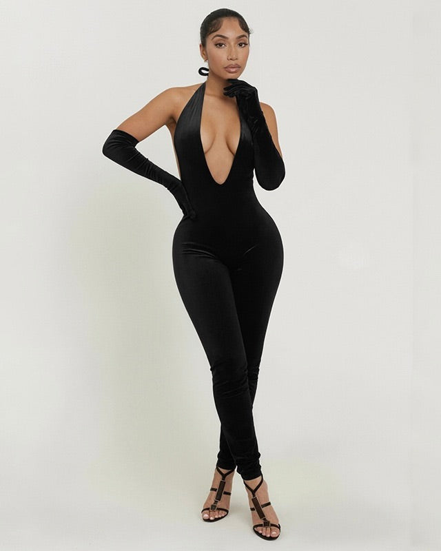 Legacy Plunge Jumpsuit with Gloves