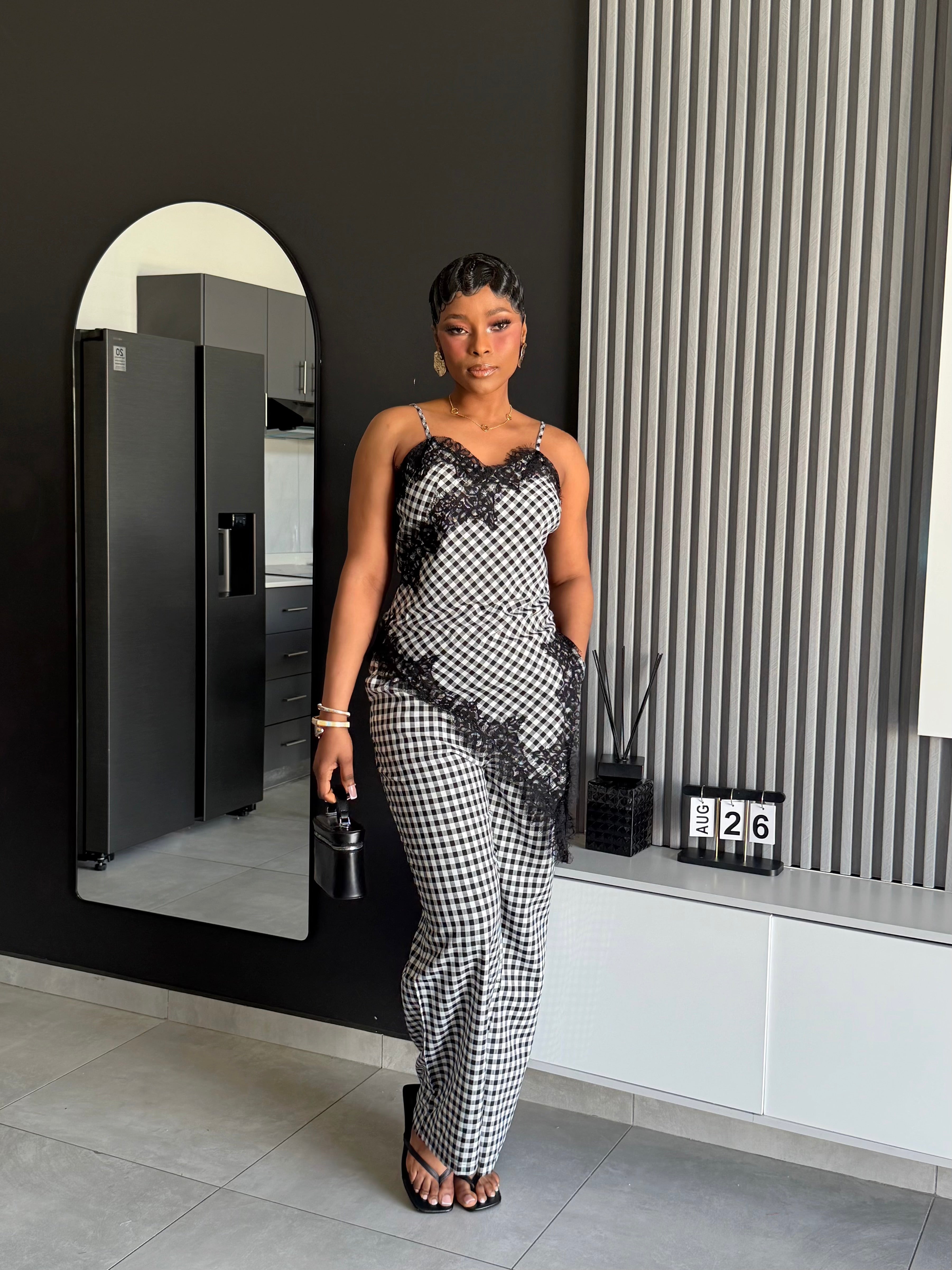 Giselle Lace Gingham Two-Piece Set
