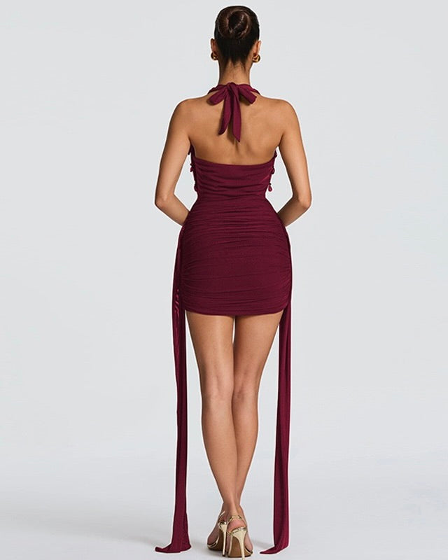 Sienna Embellished Drape Mini Dress