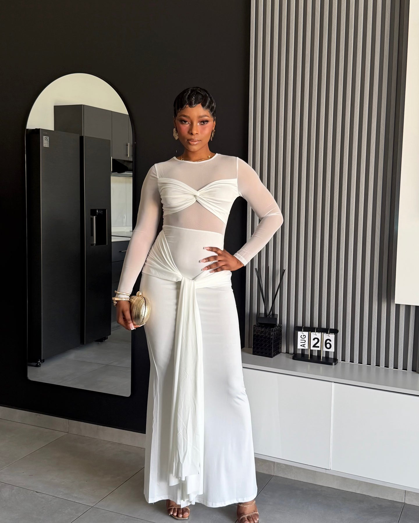 Seraphina Draped Long Sleeve Maxi Dress