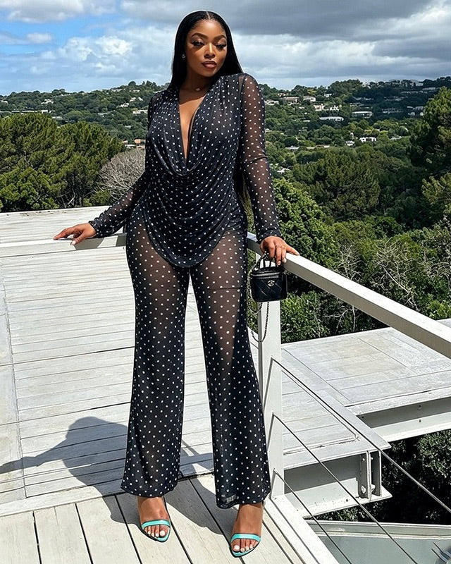 Mabel Polka Dot Mesh Pant Set