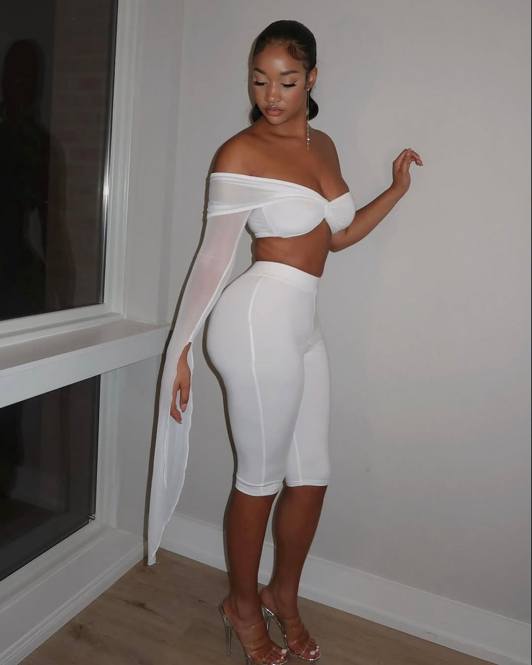 Ariel Mesh Sleeve Two-Piece Set