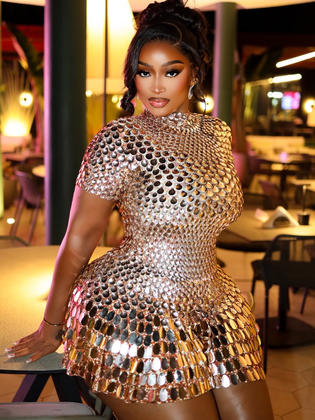 Godiva Mirror Embellished Mini Dress