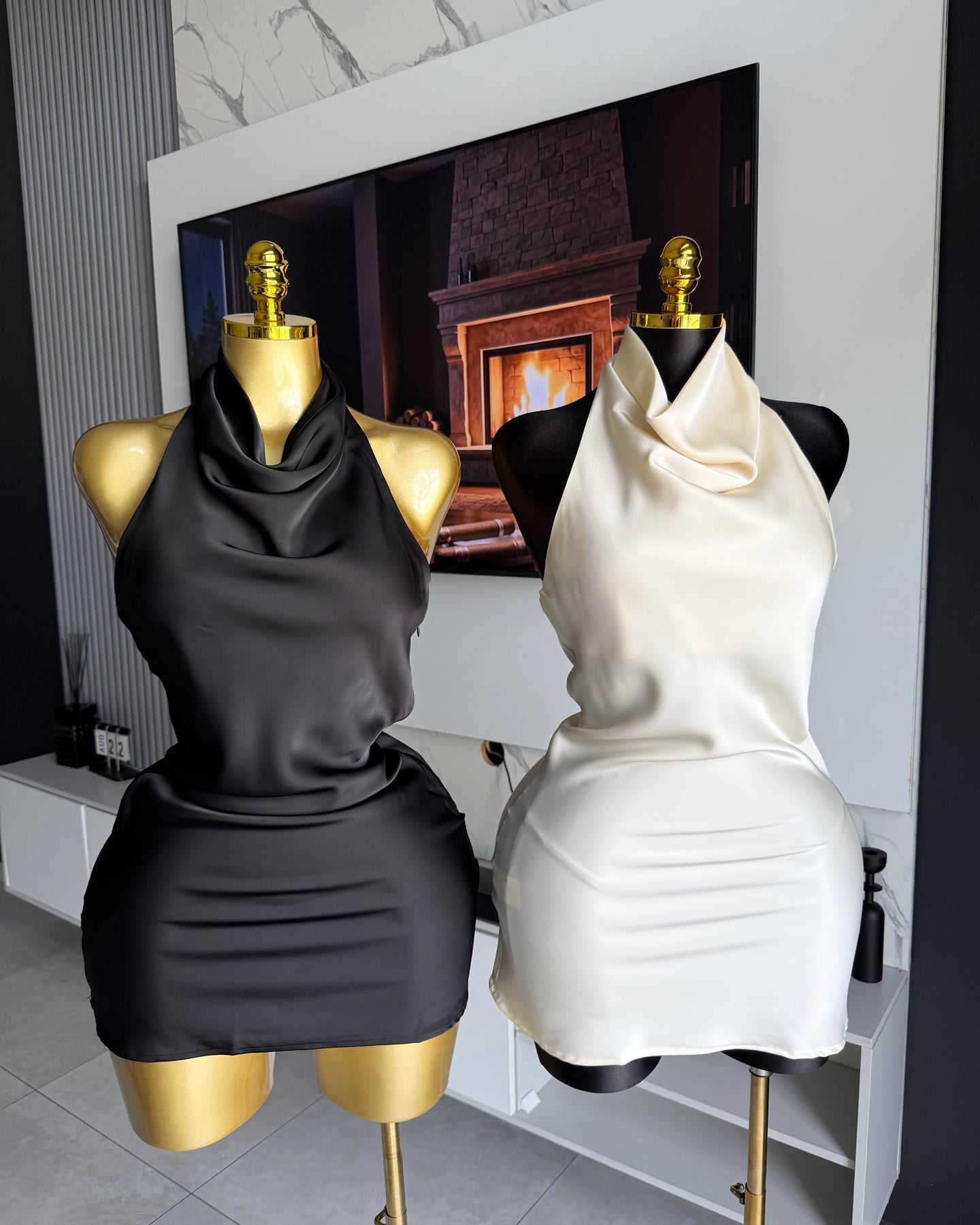 Amaya Satin Halter Mini Dress