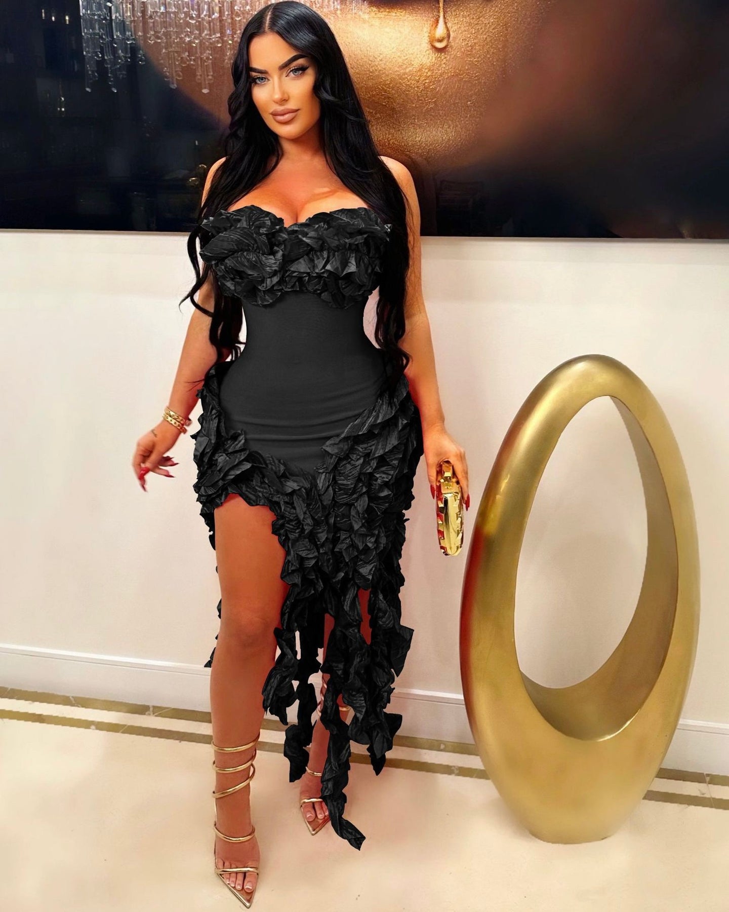 Nellie Ruffle Strapless Statement Dress